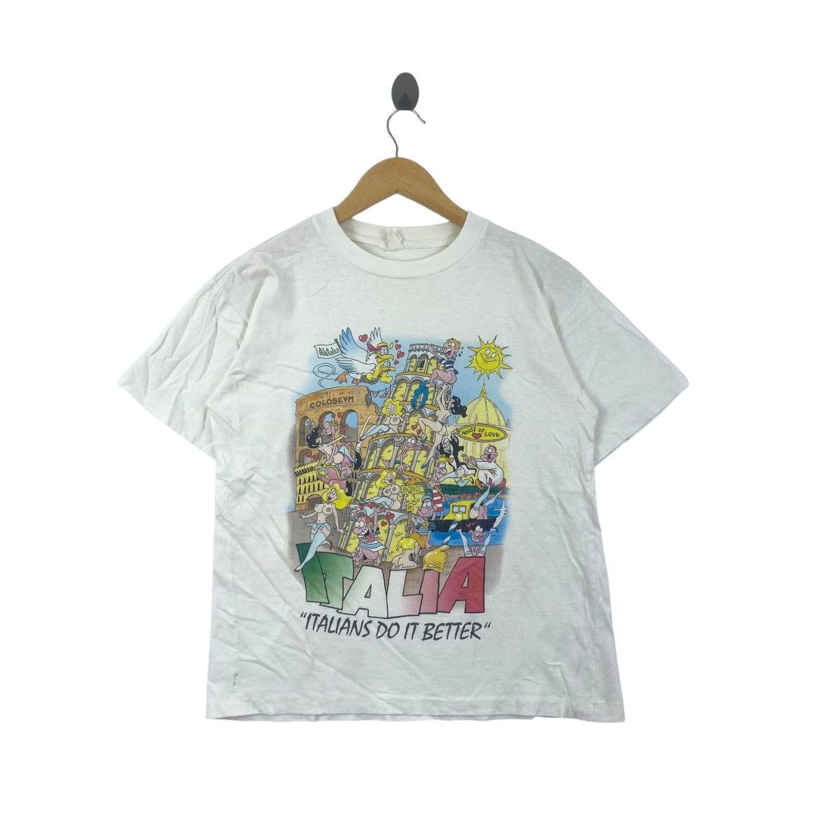 Vintage Vintage ITALIANS DO IT BETTER Big Johnson Comic Tee Shirt Size US S / EU 44-46 / 1 - 1 Thumbnail