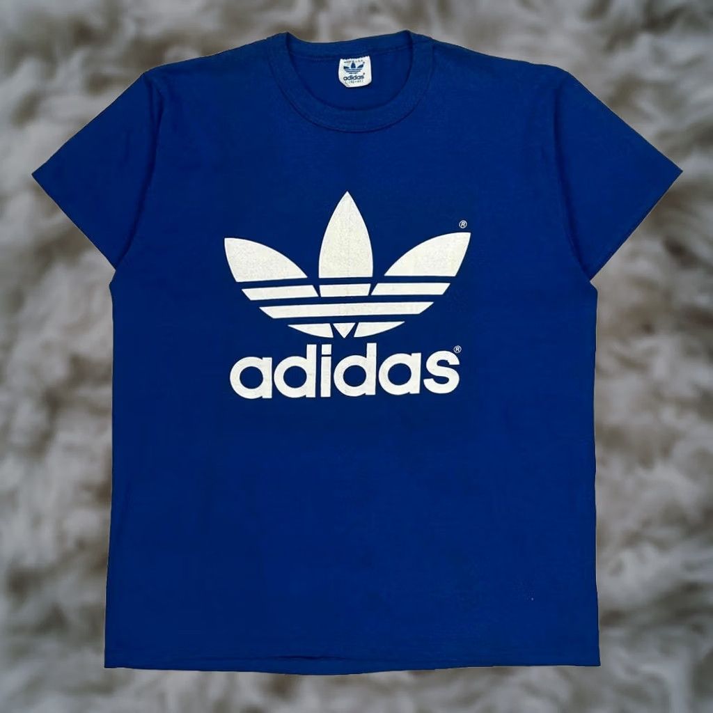 Vintage Adidas Shirt Mens Large Blue Cotton 90s Single Stitch T-Shirt, Men's