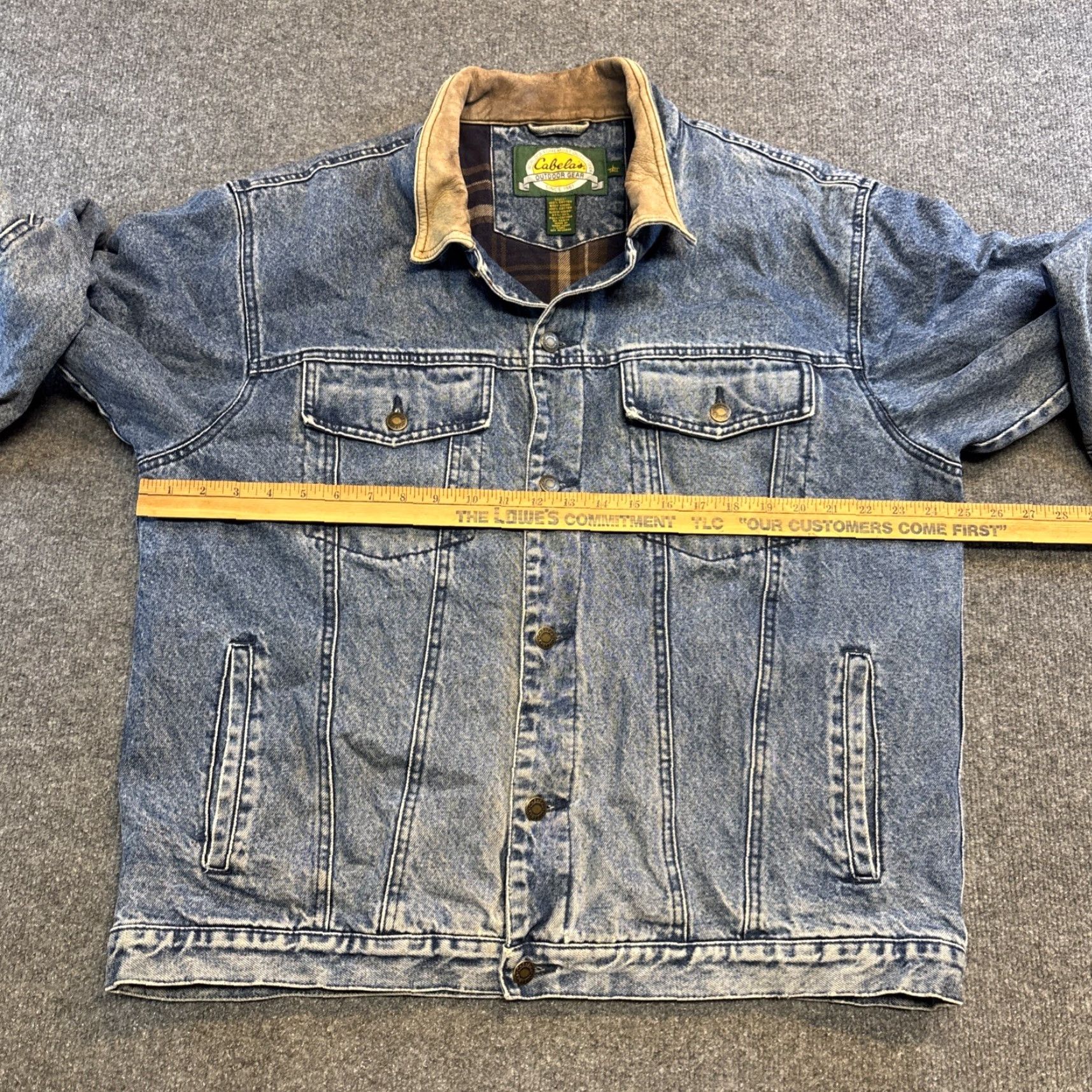 Vintage VINTAGE Cabela's Denim Trucker Jacket Leather Collar Lined Flannel Men’s LT Blue Jeans Jacket Mens Big & Tall Regular Size US L / EU 52-54 / 3 - 5 Thumbnail