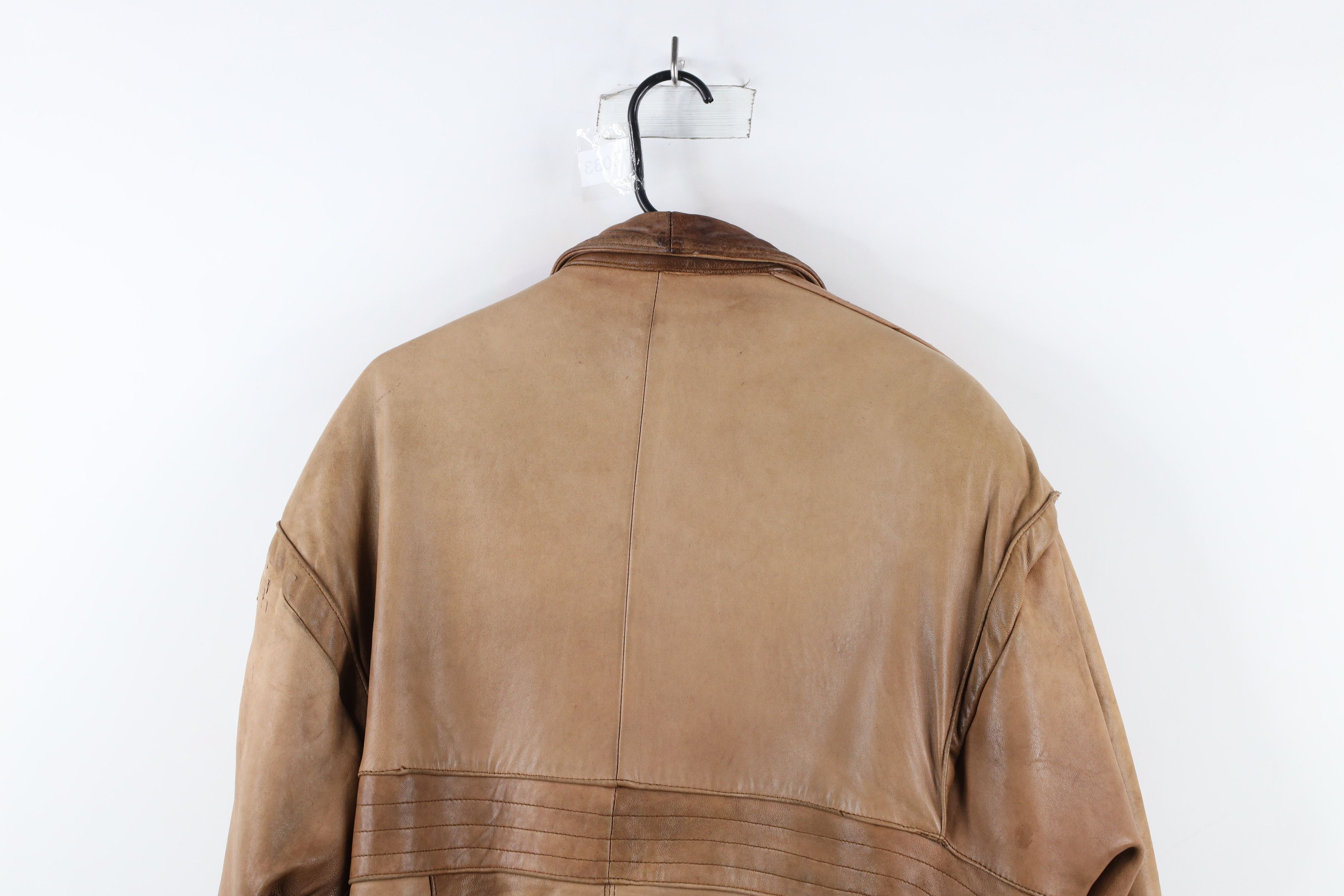 Vintage Vintage 90s Streetwear Leather Flight Bomber Jacket Brown Size US L / EU 52-54 / 3 - 15 Thumbnail