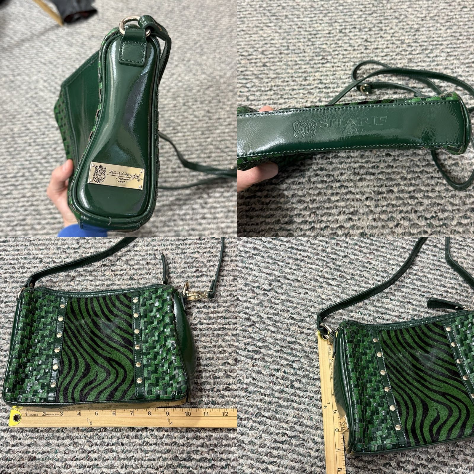 Vintage VINTAGE Sharif Satchel Green Leather Exotic Leather Trim 80s Size ONE SIZE - 8 Thumbnail