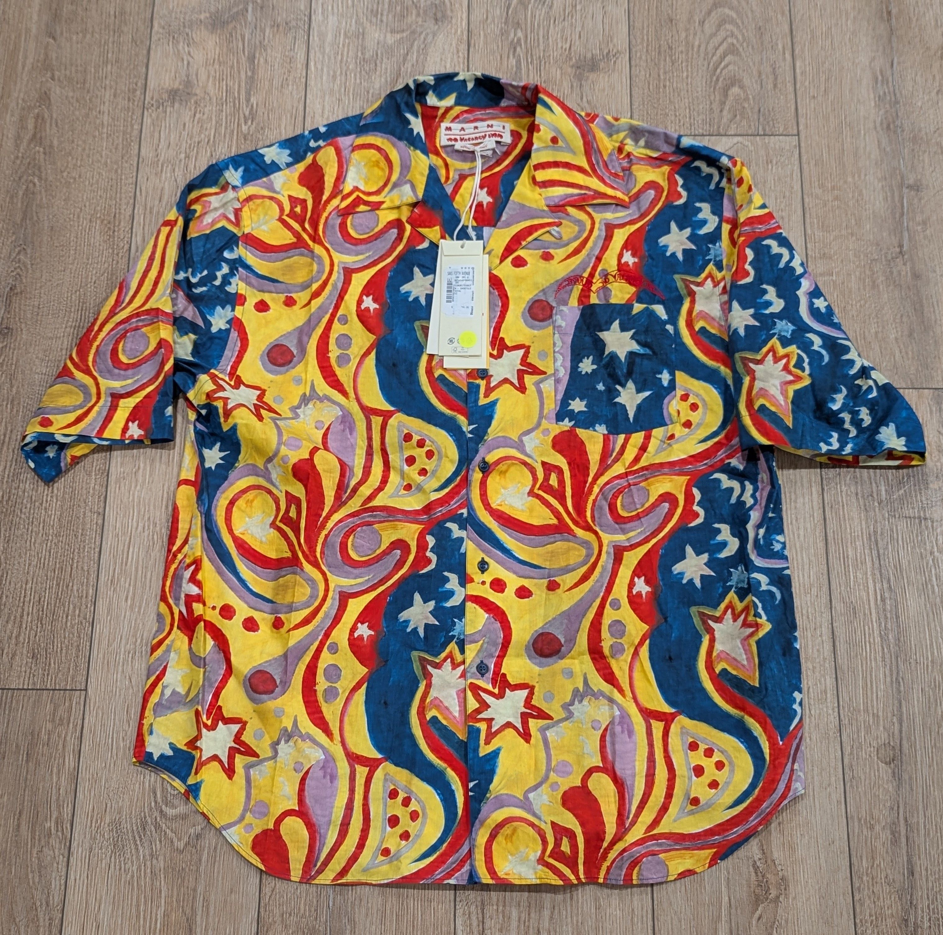 MARNI x No Vacancy SS Woven Button Up Shirt Royal Multi 52