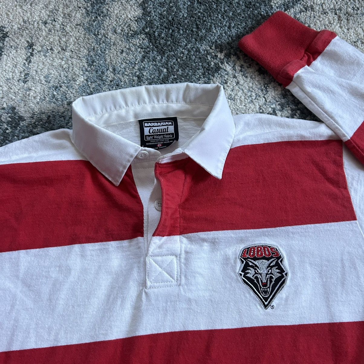 Barbarian UNiVERSiTY of NEW MEXiCO LOBOS PEPPERMiNT STRiPE RUGBY SHiRT Size US L / EU 52-54 / 3 - 1 Thumbnail