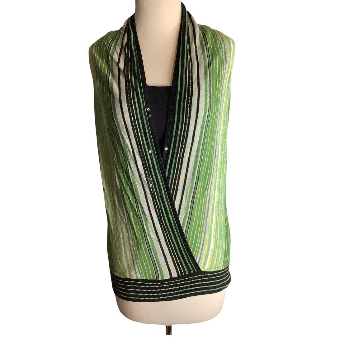 Other Y2K Boho Chic Striped Green Sequin Vest Top INC S Size US S / EU 44-46 / 1 - 2 Thumbnail