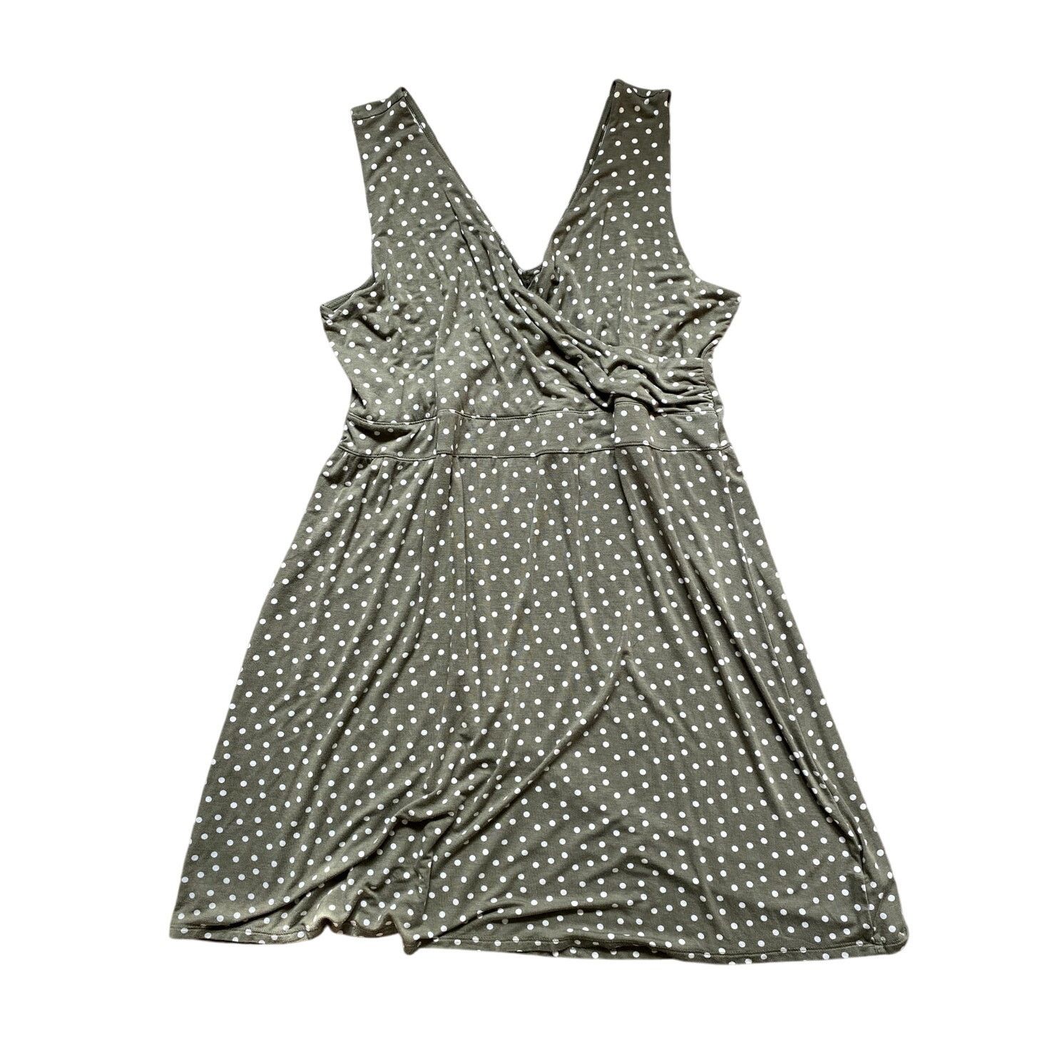 Other Maurices Polka Dot Green Midi Dress 0X Soft A-line Fit Flare Size XXL / US 16-18 / IT 52-54 - 1 Thumbnail