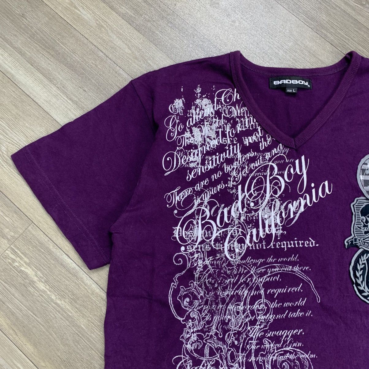 14th Addiction × If Six Was Nine × Japanese Brand Bad Boy Poem Y2K Style V Neck Tshirt Size US L / EU 52-54 / 3 - 2 Thumbnail