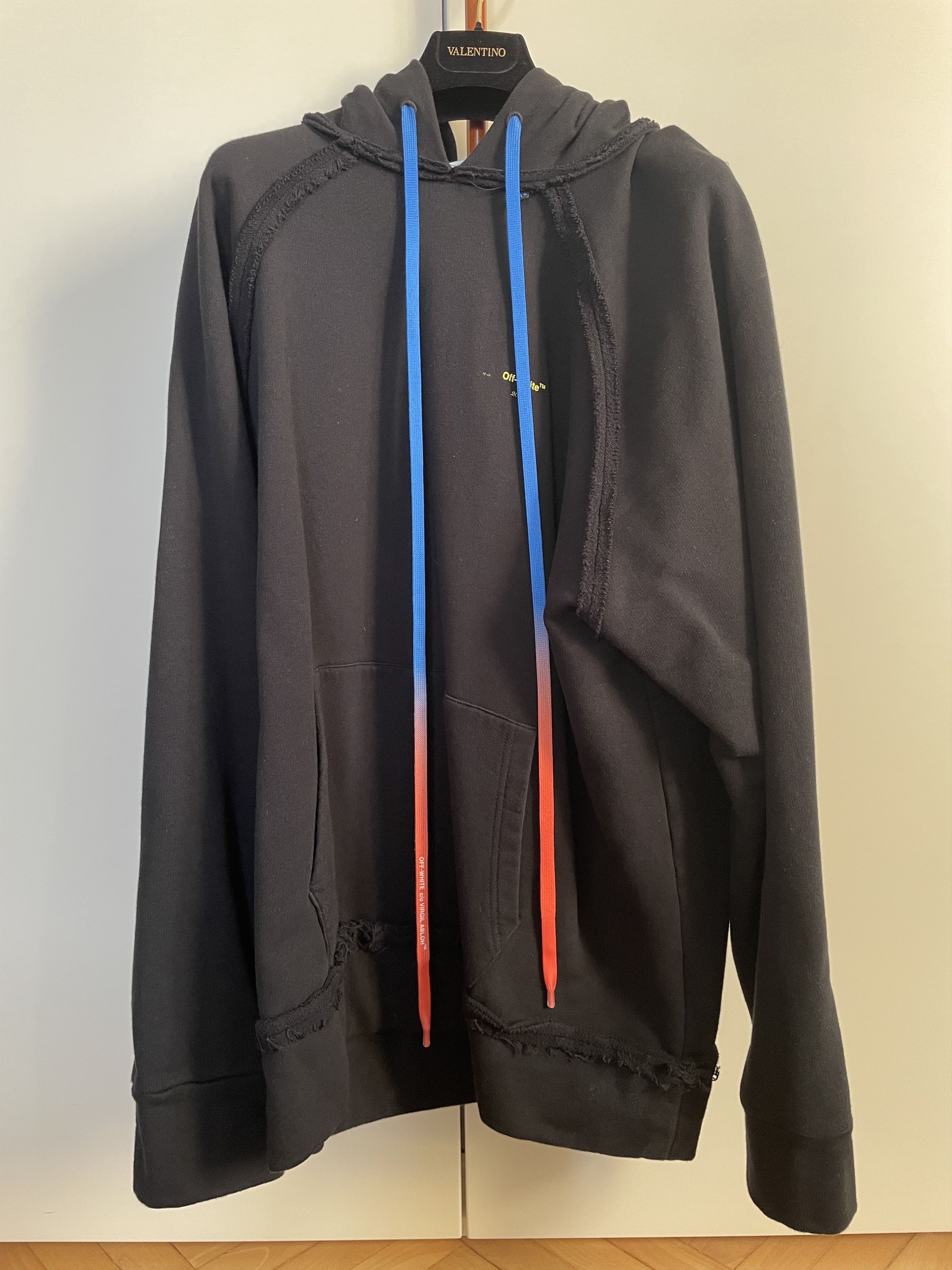 image of Off White Hoodie Arrow Acrylic in Black Yellow, Men's (Size Medium)