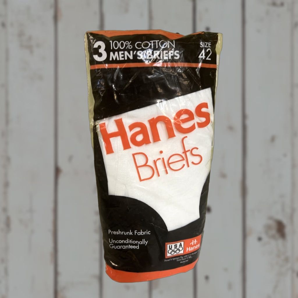 Hanes VINTAGE Hanes Underwear Briefs 3 Pack 42 White Mens 1990s 100% Cotton Breathing Preshrunk All Seasons Jersey Shirt, wait no. Size US 42 / EU 58 - 1 Thumbnail