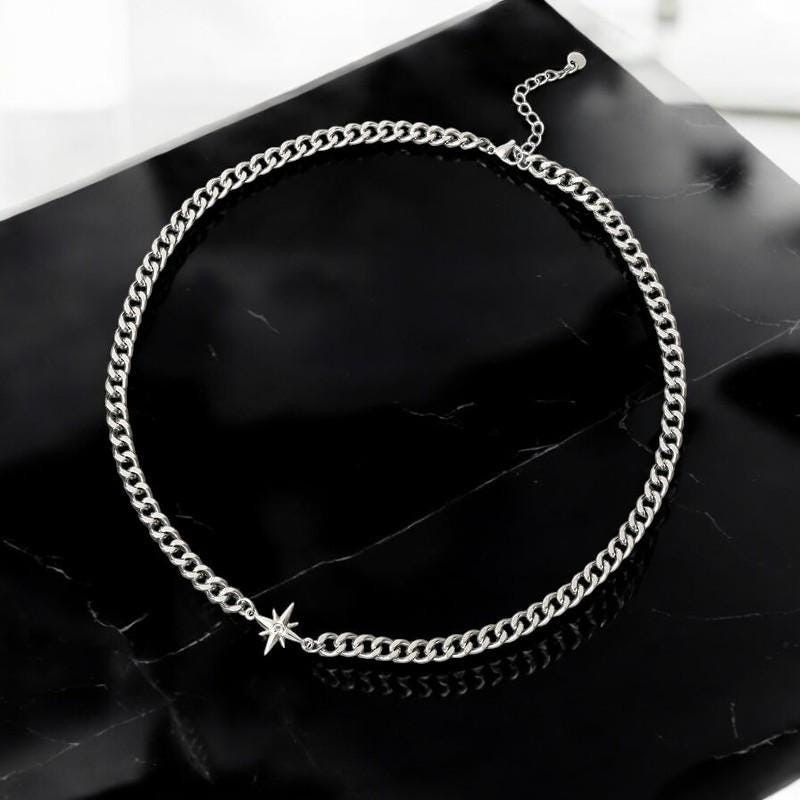 Other Star Chain Necklace Punk Hip Hop goth y2k alt Jewelry gift Size ONE SIZE - 2 Thumbnail