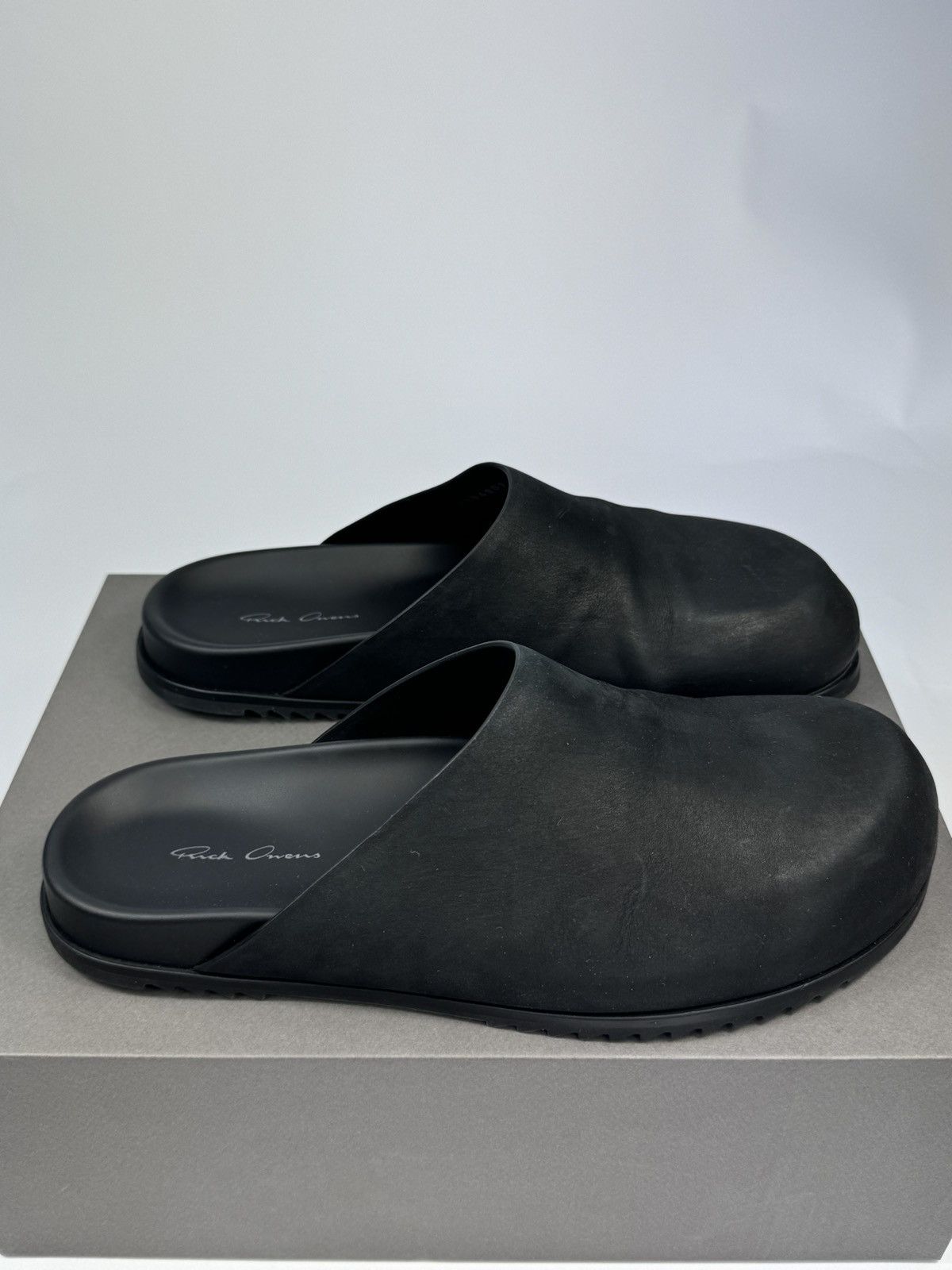 Rick Owens BLACK LEATHER SLIP ON MULES Size US 10 / EU 43 - 1 Thumbnail