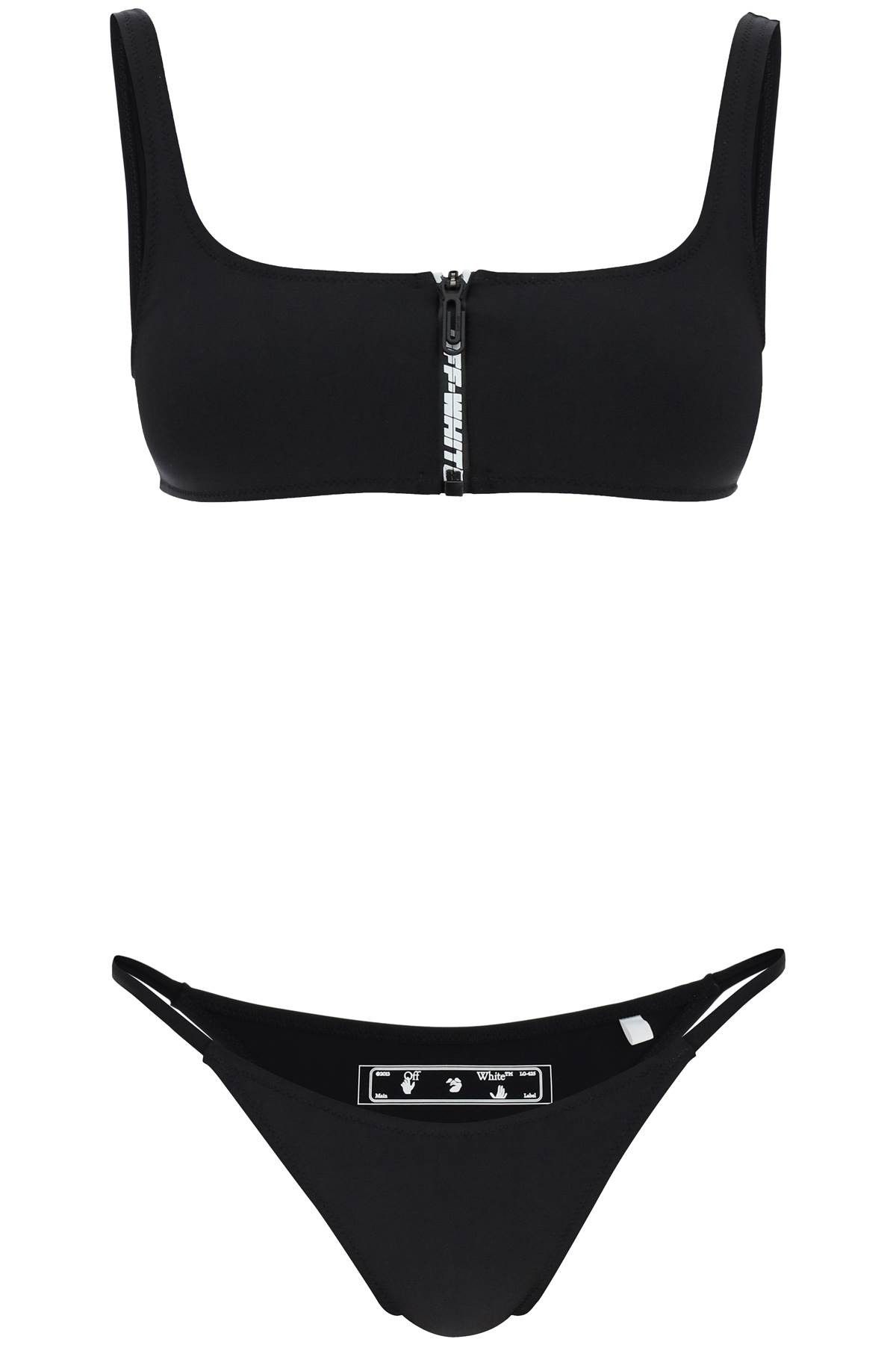 image of Off White Bikini Set With Zip And Logo in Nero, Women's (Size Medium)