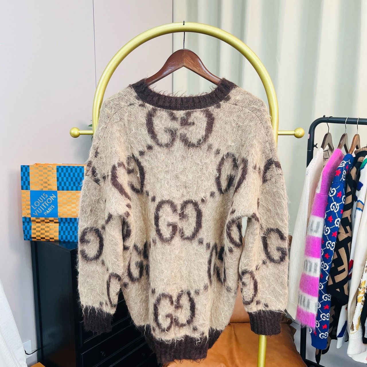 Gucci Gucci Horsehair brown full-print sweater 2501-Nextarrow Size US XS / EU 42 / 0 - 2 Thumbnail