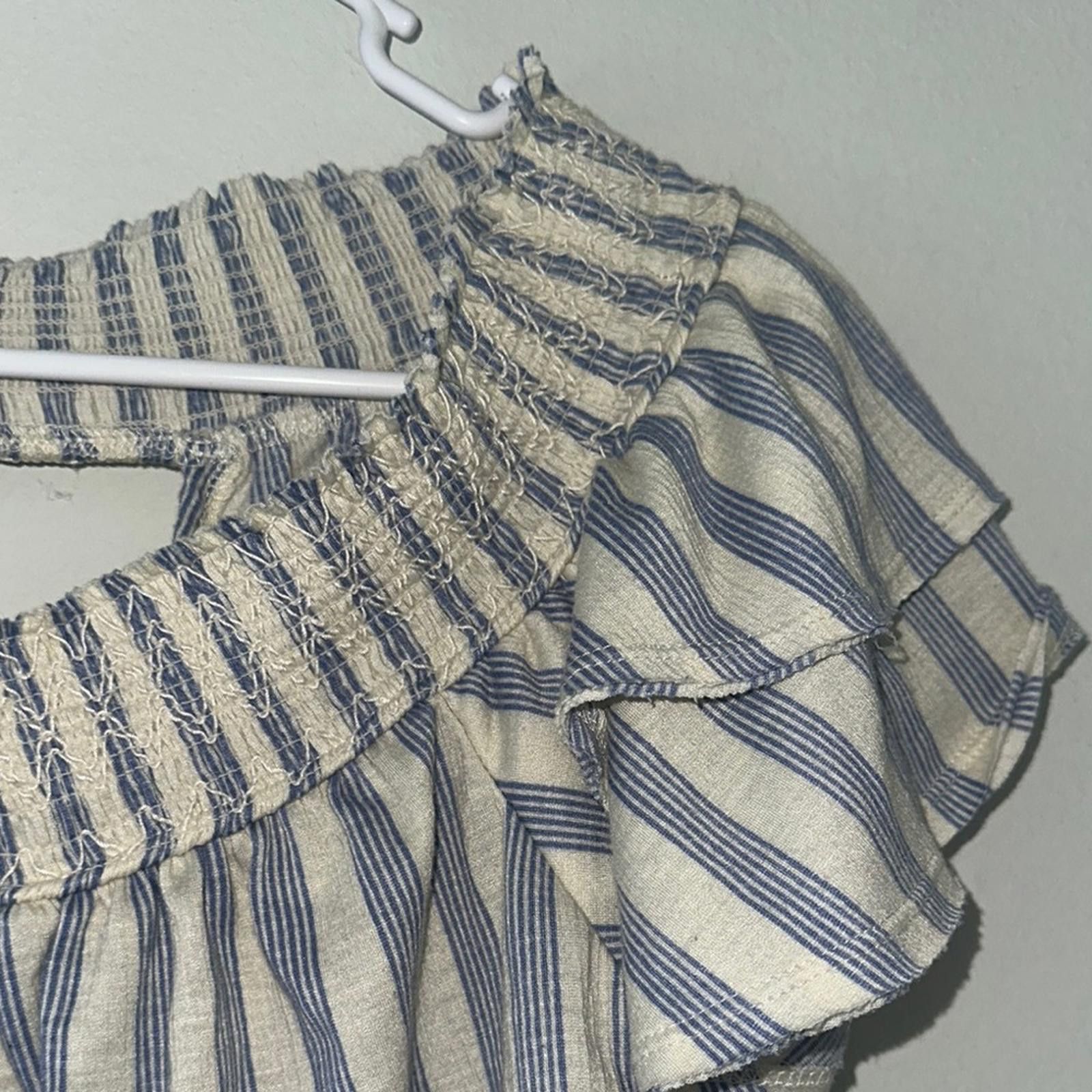 American Rag American Rag Blue and Cream Shoulderless Blouse Size M / US 6-8 / IT 42-44 - 3 Thumbnail