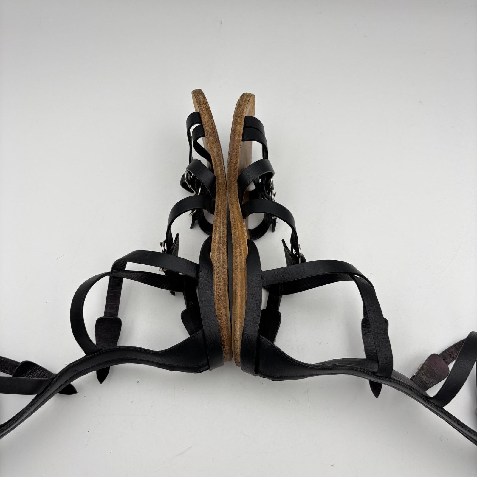 Balenciaga Balenciaga Black Leather Gladiator Papier Sandals Women's 36 Size US 6 / IT 36 - 7 Thumbnail