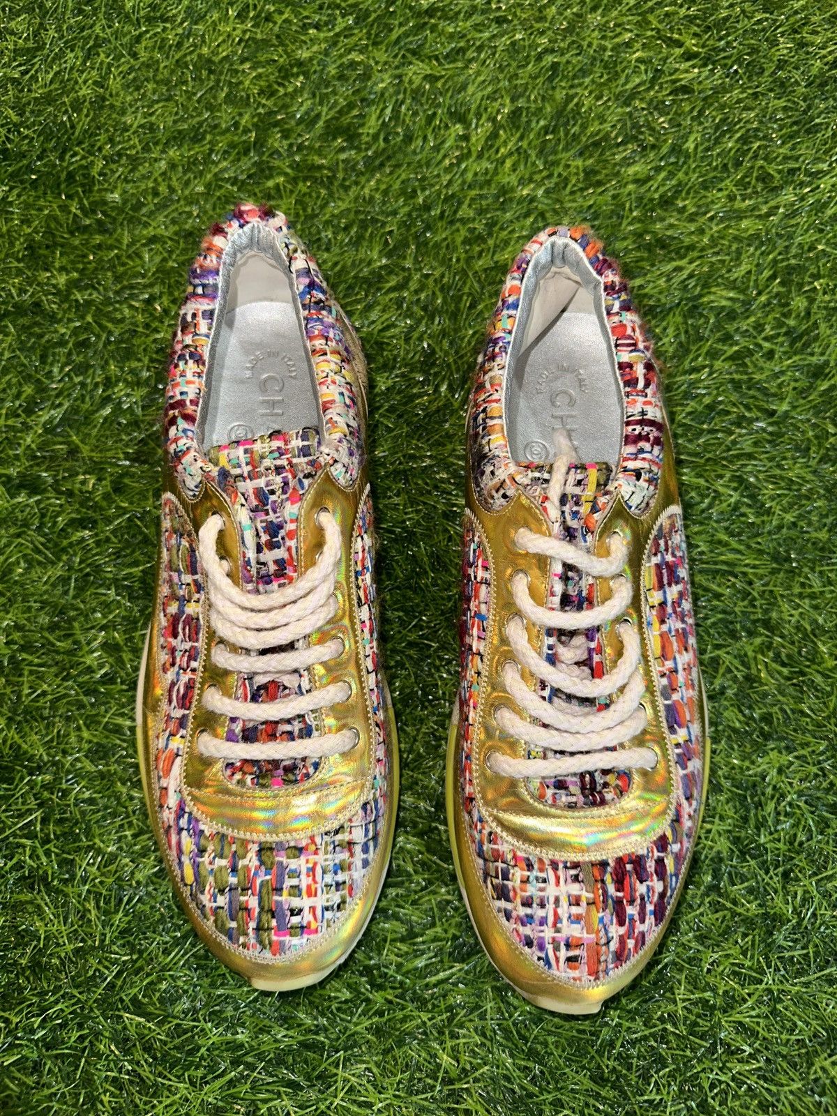 Chanel Chanel tweed panelled shoes size 37.5 Size US 7.5 / IT 37.5 - 3 Thumbnail