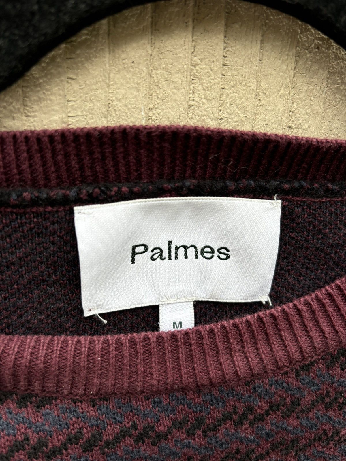 Palmes Maroon, Black and Blue Jacquard Jerome Sweater Size US M / EU 48-50 / 2 - 3 Thumbnail