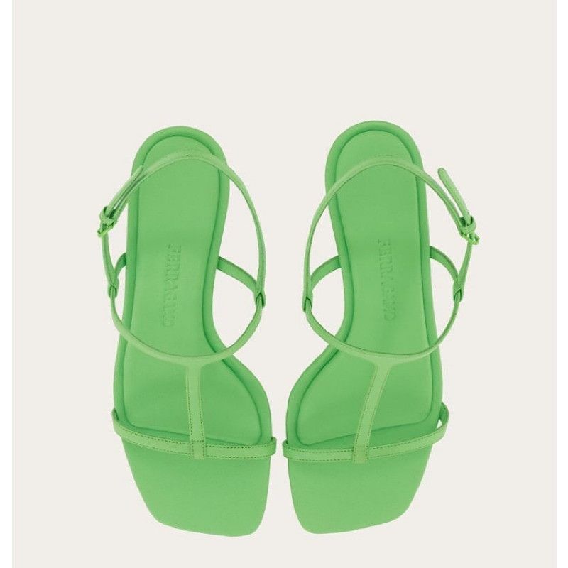 Salvatore Ferragamo o1s1rm0724 Elina Open-Toe Sandals in Green Size US 5.5 / IT 35.5 - 2 Thumbnail