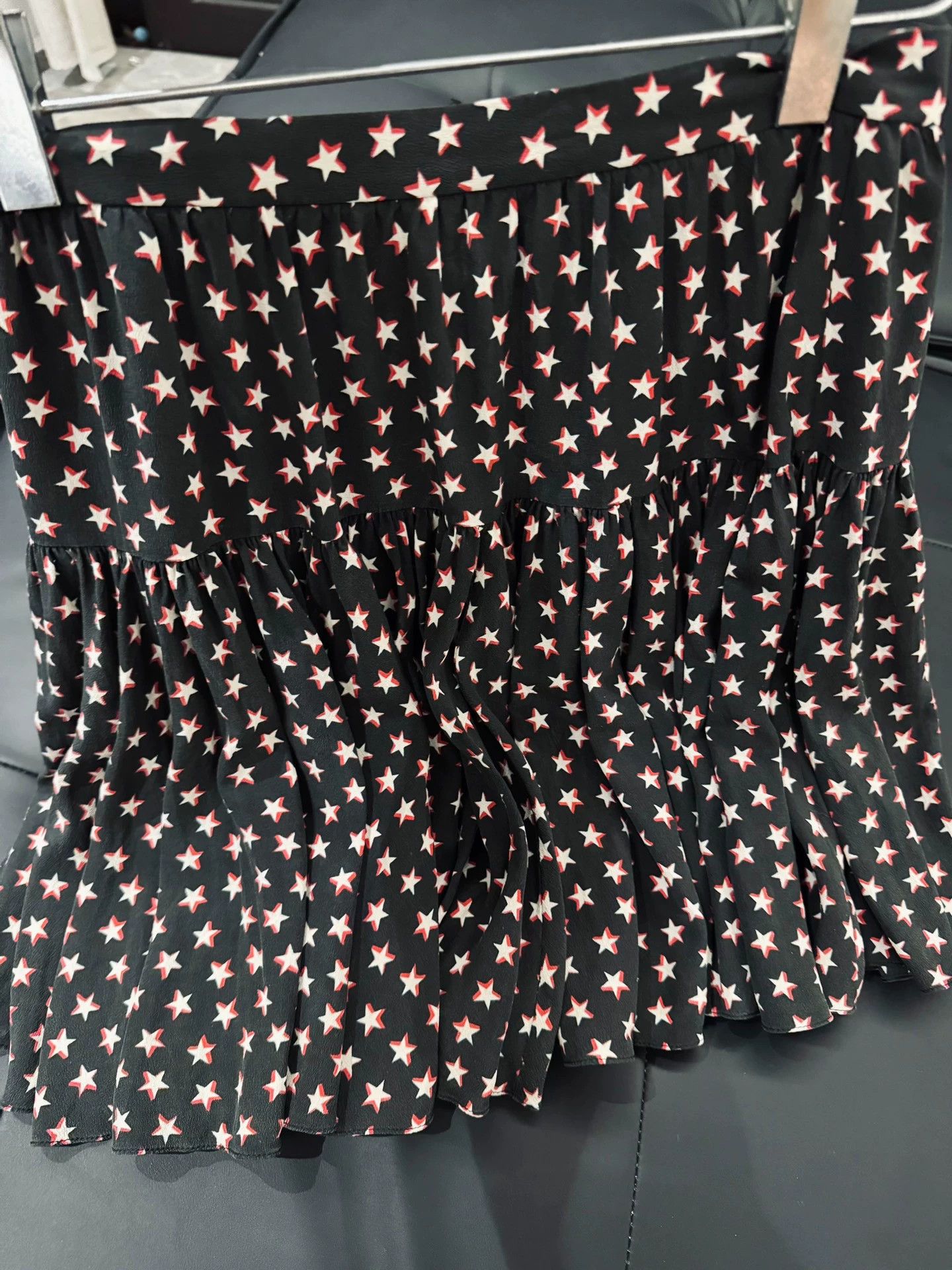 Saint Laurent Paris SLP 19SS 100% Silk Star Midi Skirt Women's 36 Size 26" / US 2 / IT 38 - 2 Thumbnail