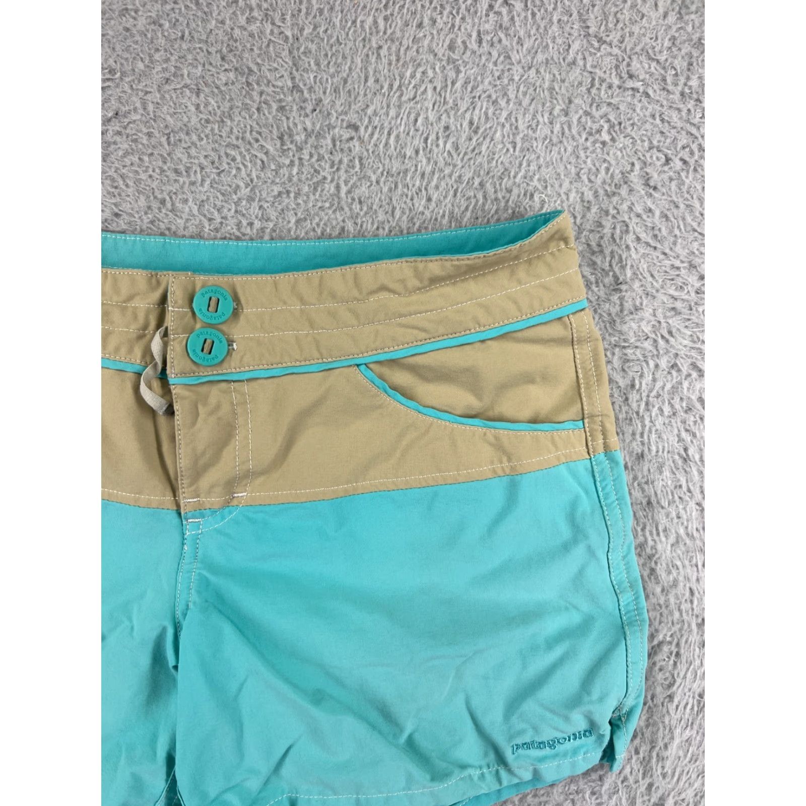 Patagonia Patagonia Shorts Womens 0 Teal Beige Nylon Blend Stretch Double Button Pockets Size 25" / US 0 / IT 36 - 7 Thumbnail