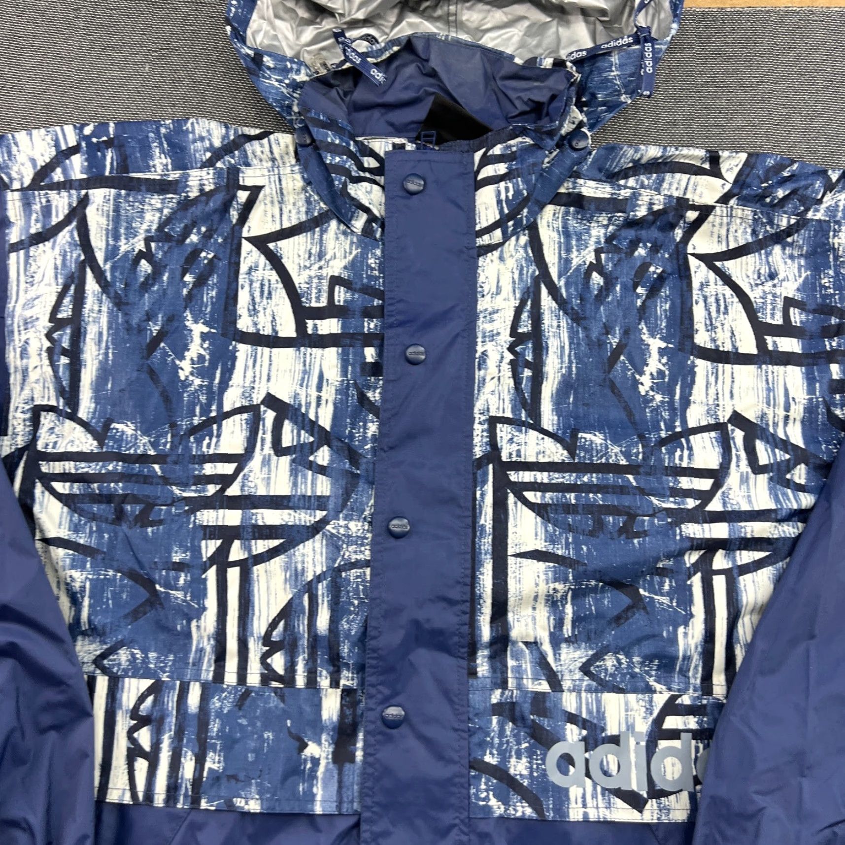 Adidas Adidas Windbreaker Jacket Mens XL Blue Hooded Trefoil 90s Full Zip Water Resistant Casual Jacket Size US XL / EU 56 / 4 - 3 Thumbnail