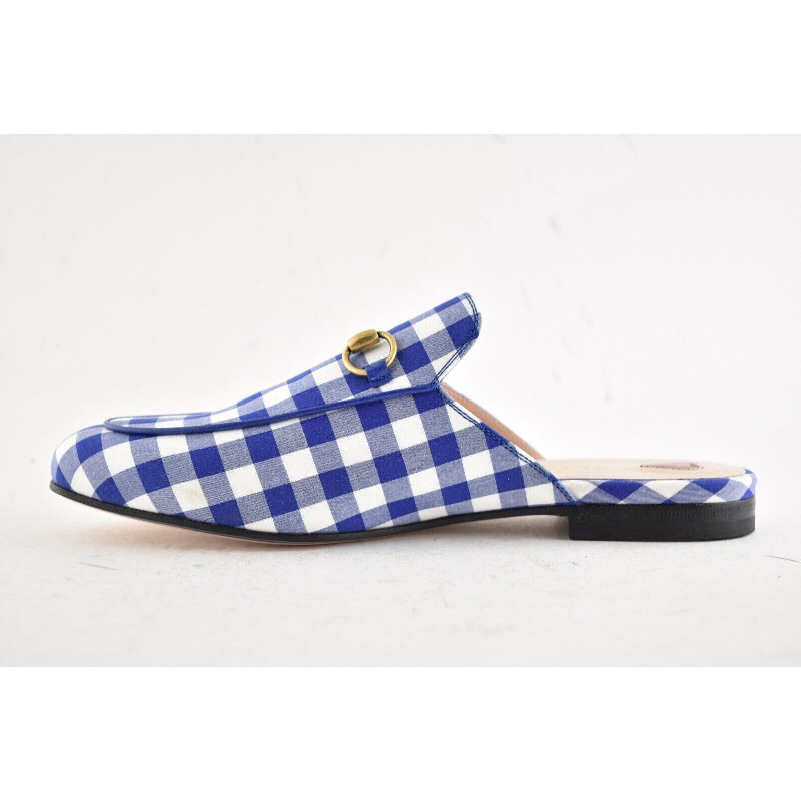 Gucci Gucci Princetown Blue White Plaid Check Slide Loafer Mule Size US 6 / IT 36 - 9 Thumbnail