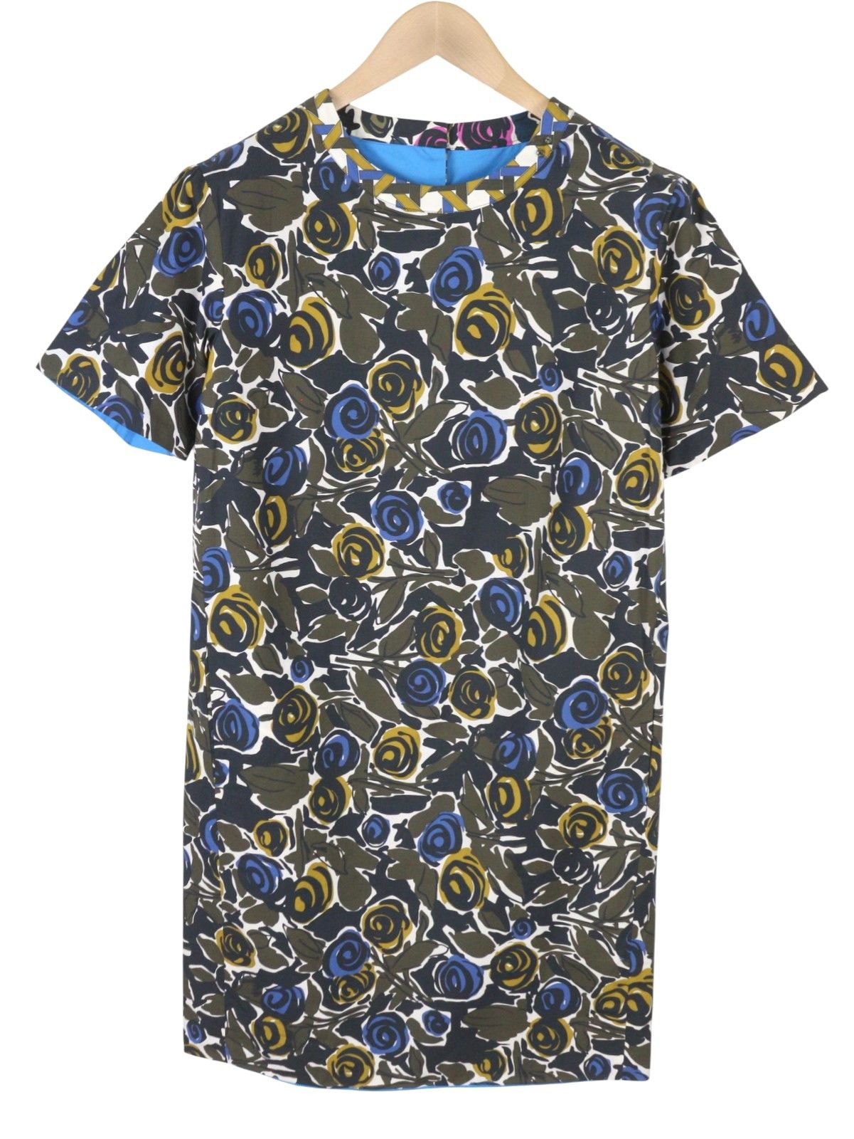 Max Mara EU36 S Khaki Floral Print Lined Dress 88795 Size S / US 4 / IT 40 - 2 Thumbnail