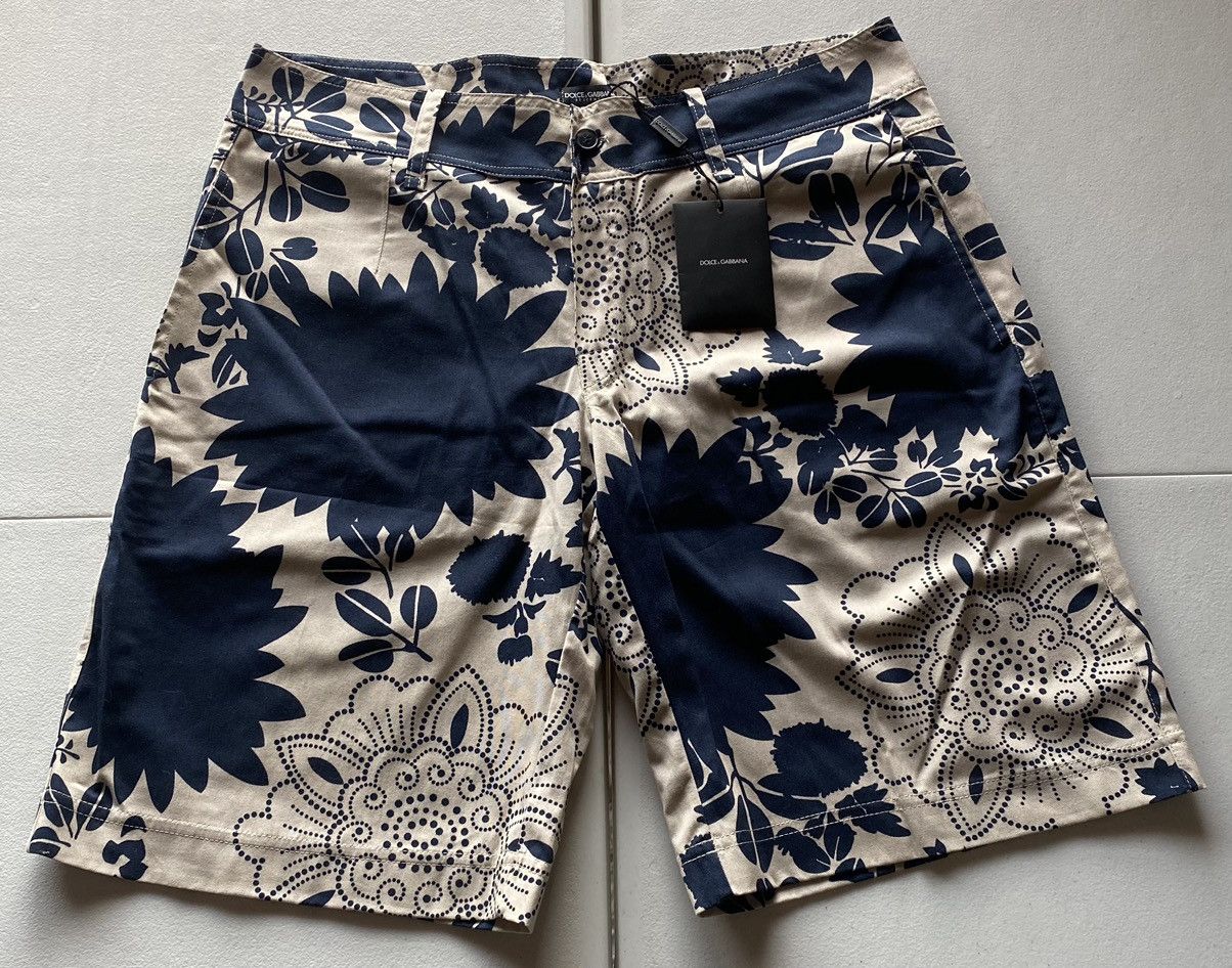 Dolce & Gabbana Dolce & Gabbana 🇮🇹 Runway Blue/Tan The Cut-Outs Shorts M NEW Size US 34 / EU 50 - 3 Thumbnail