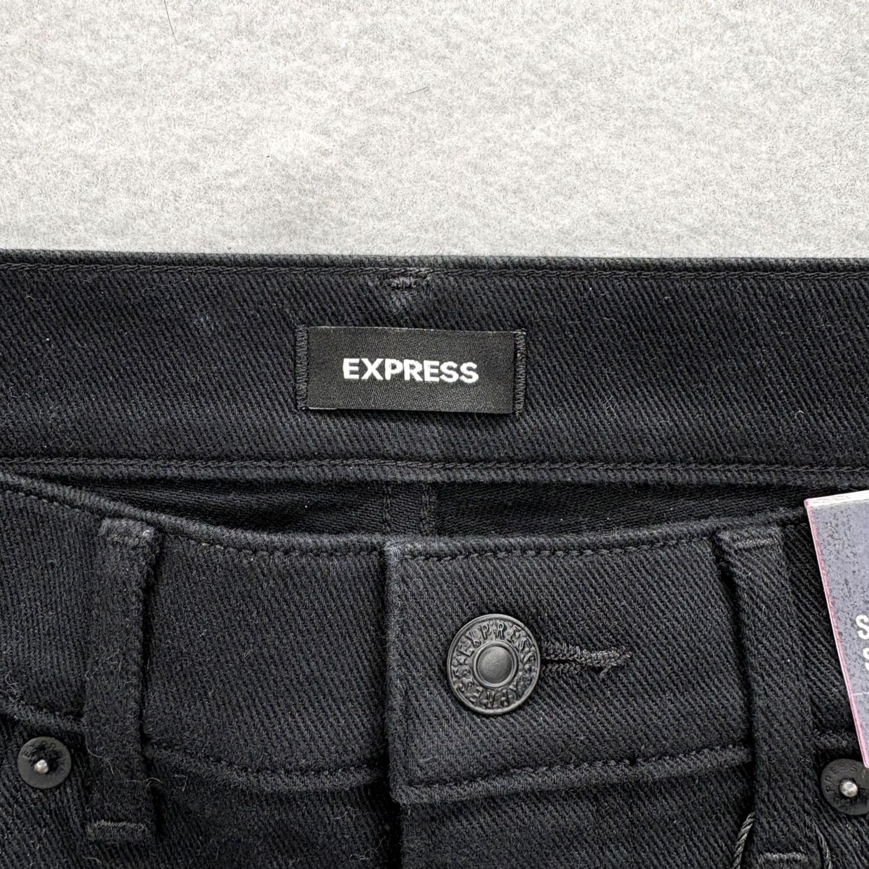 Express Express Jeans Slim Ankle High Rise Womens 6 Black Distressed NWT Grunge 5-Pocket Denim Pocketed Stretch Vintage No Size 28" / US 6 / IT 42 - 4 Thumbnail