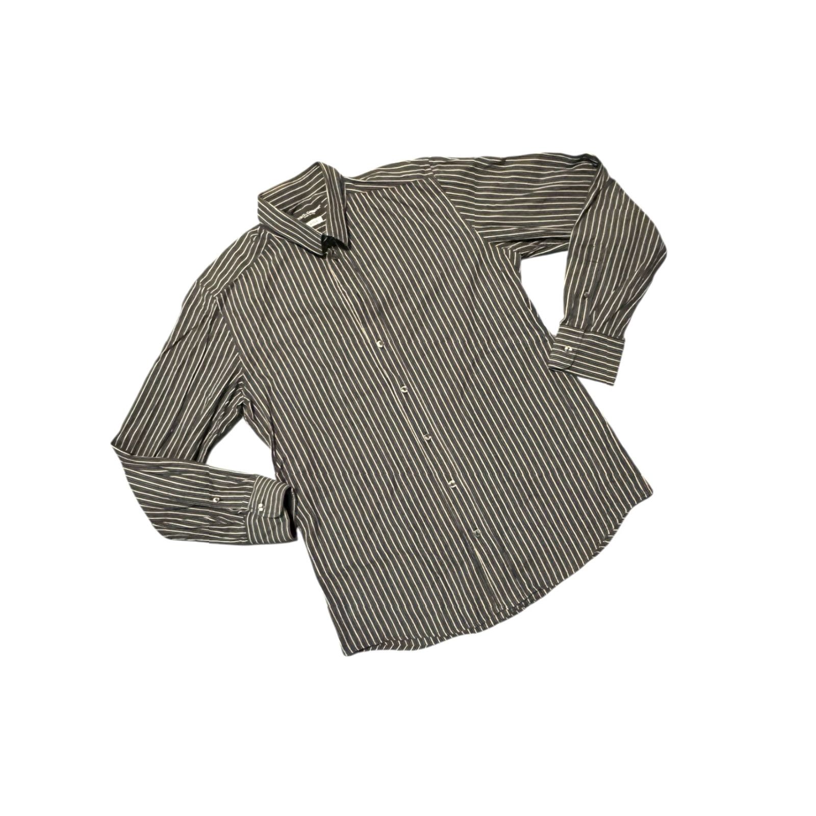 Dolce & Gabbana Dolce&Gabbana Dress Shirt Slim Fit 16.5 42 Black Pinstripe Men’s Italy Button-Down Size 46R - 3 Thumbnail