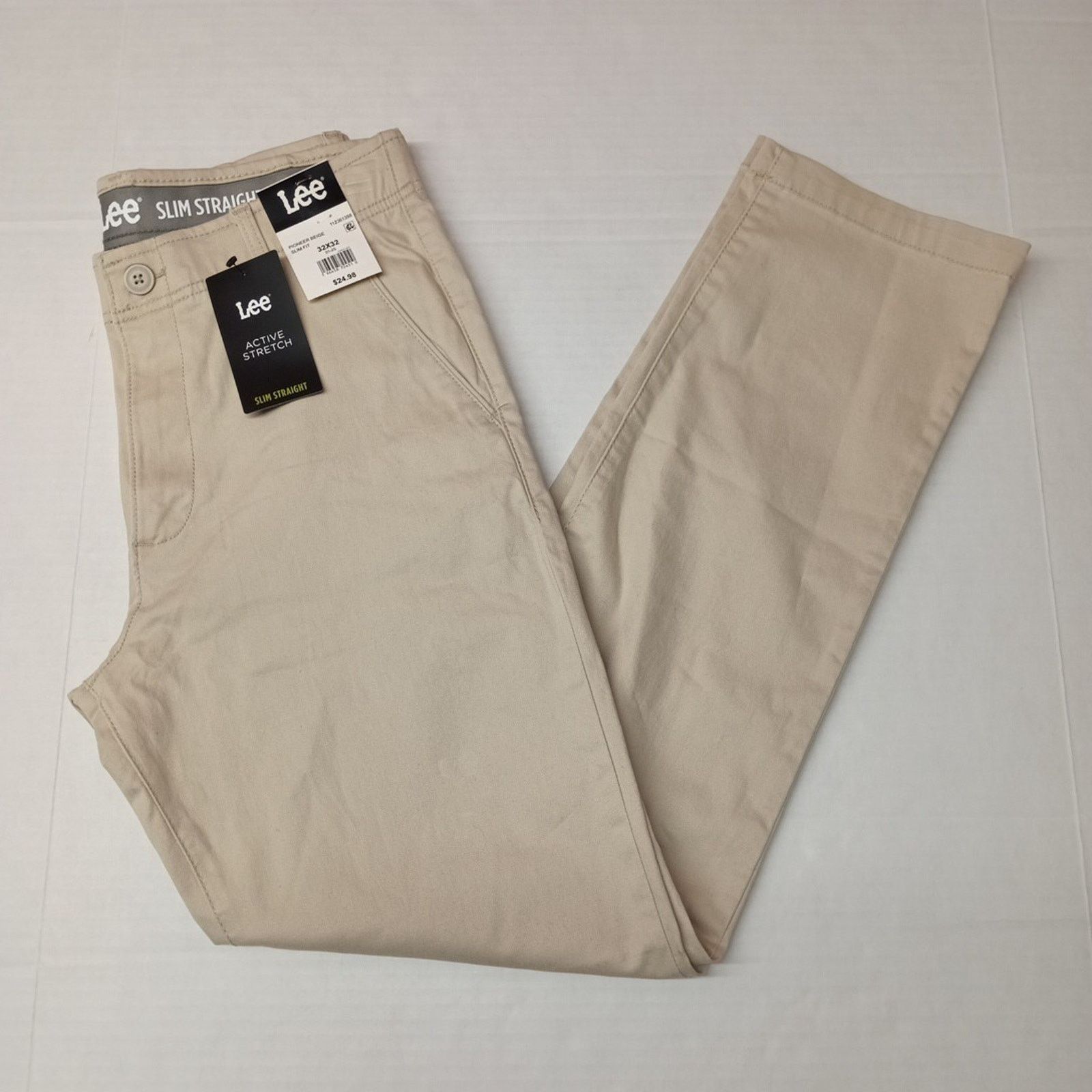 Lee Lee Flat Front Chino Pants Men's 32x32 Beige Slim Fit Size US 32 / EU 48 - 1 Thumbnail