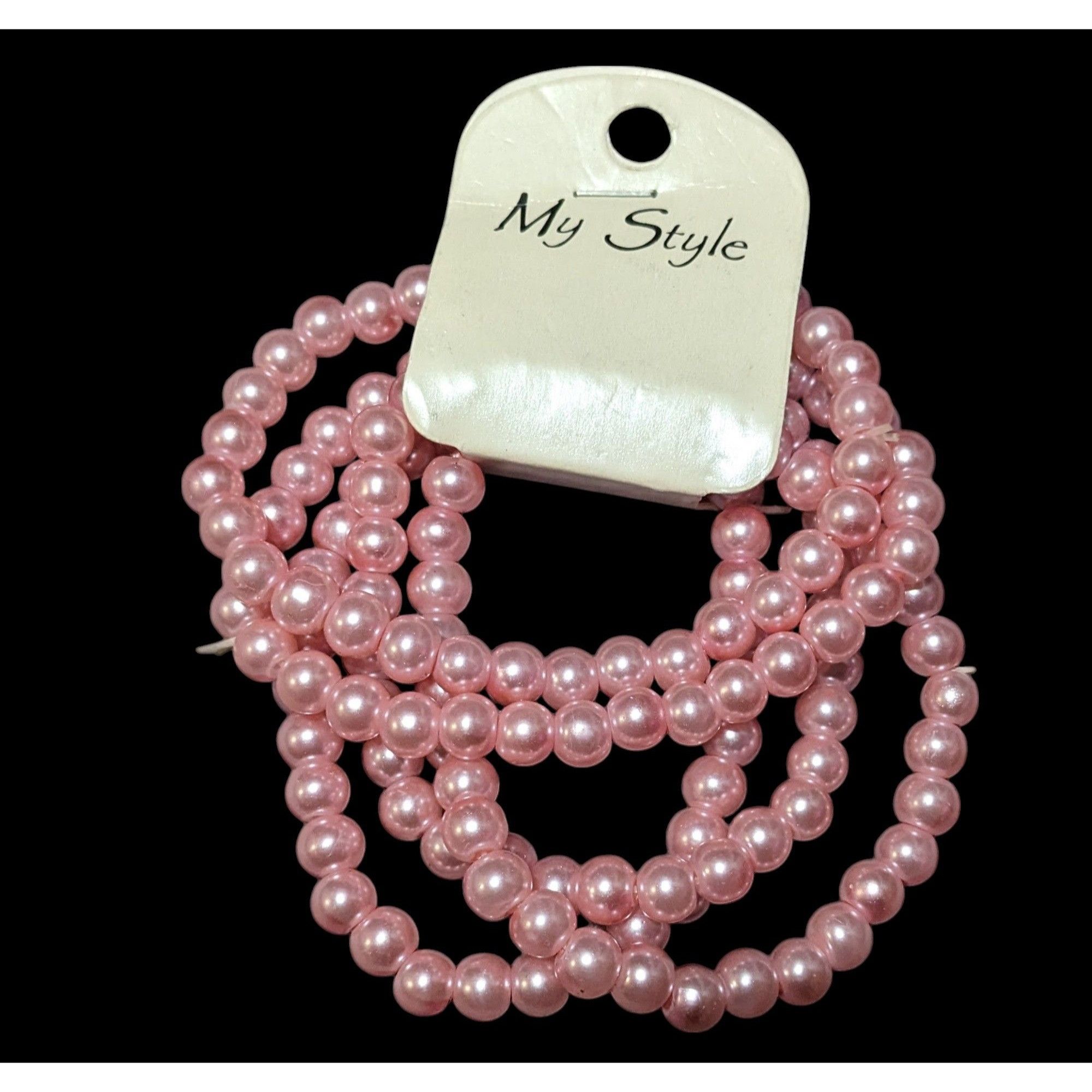 Other My Style Pink Coquette Beaded Faux Pearl Bracelet Set Size ONE SIZE - 2 Thumbnail