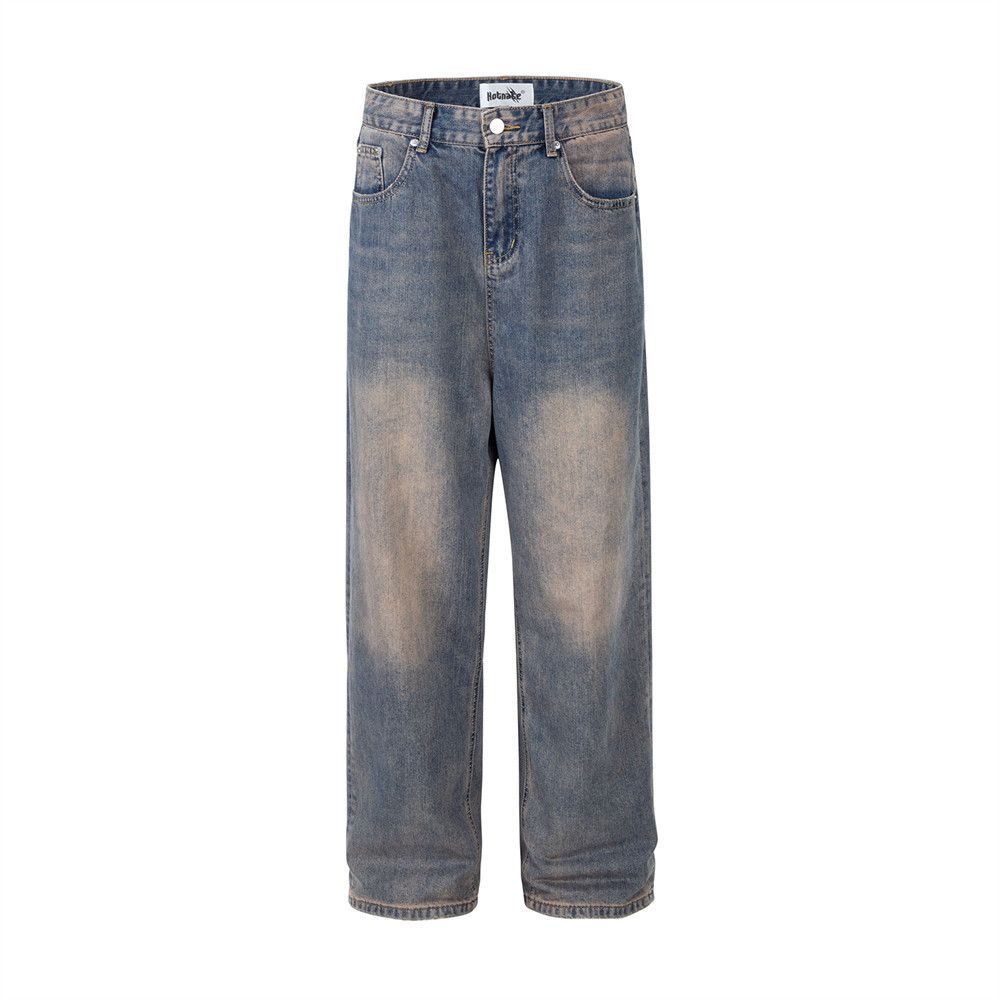 Japanese Brand × Jean Distressed street washed contrasting casual all-match jeans Size US 32 / EU 48 - 1 Thumbnail