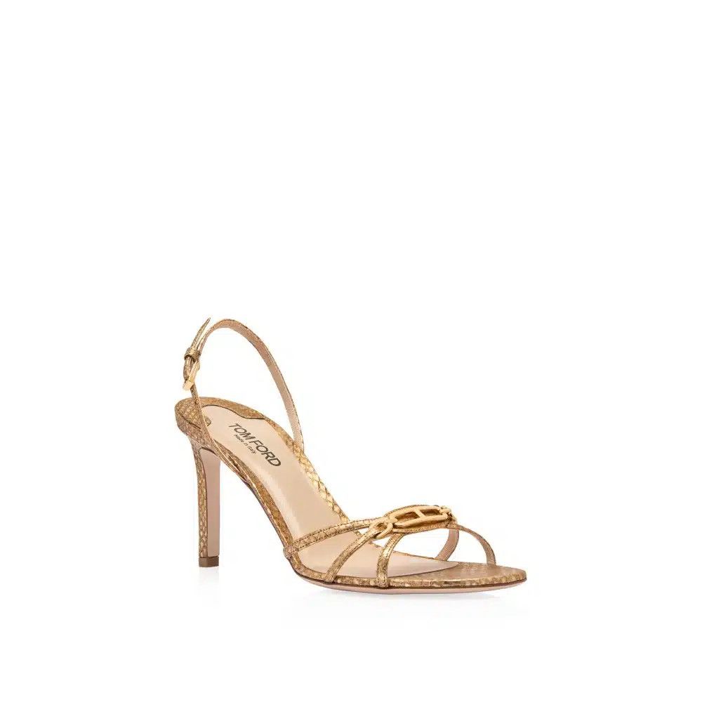 Tom Ford o1loc1c0326 W3387 Printed Snake Mid Heel Sandals in Gold Size US 8 / IT 38 - 2 Thumbnail