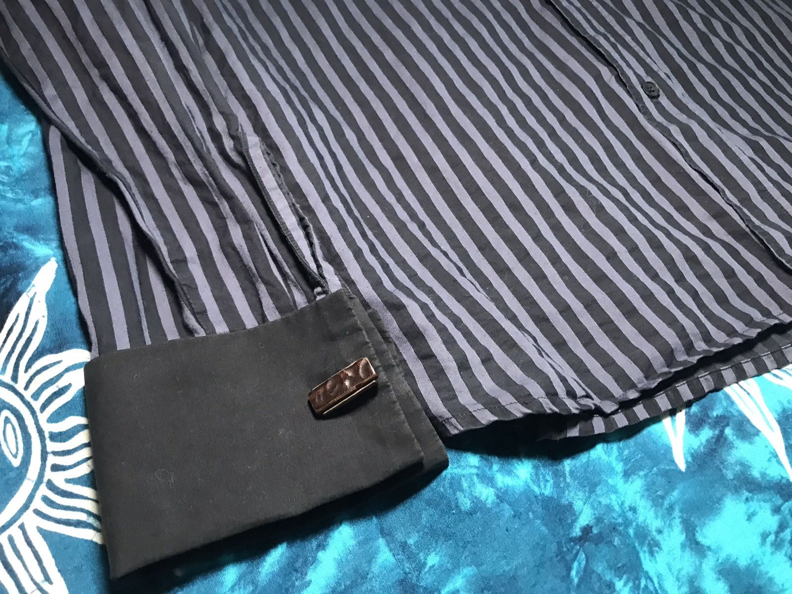 Versace Vintage Versace Stripe Button Up Medusa Shirt Cufflinks Size US M / EU 48-50 / 2 - 20 Thumbnail