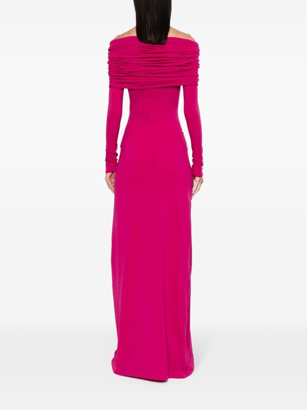 Balenciaga o1w1db10825 Boat Collar Double Layer Dress in Deep Pink Size M / US 6-8 / IT 42-44 - 4 Thumbnail