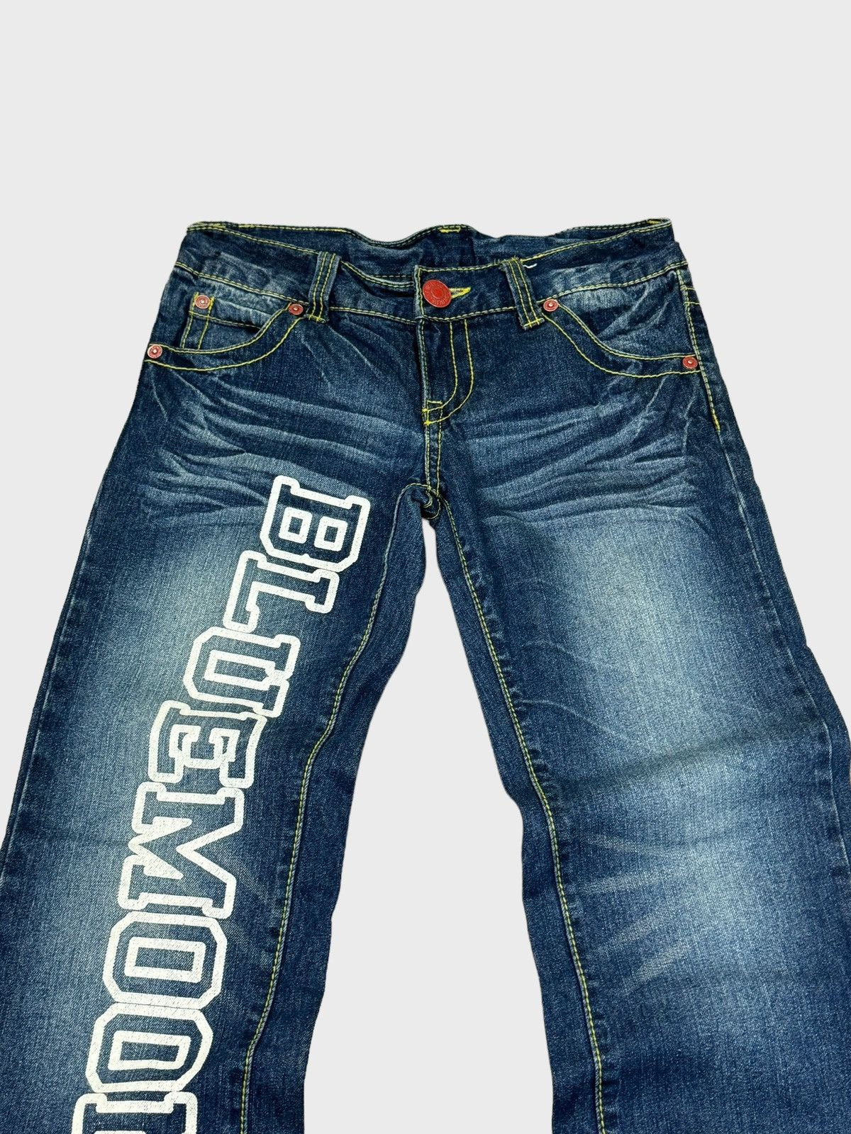 Japanese Brand BLUE MOON BLUE Printed Design Low Rise Denim Pants Size US 30 / EU 46 - 3 Thumbnail