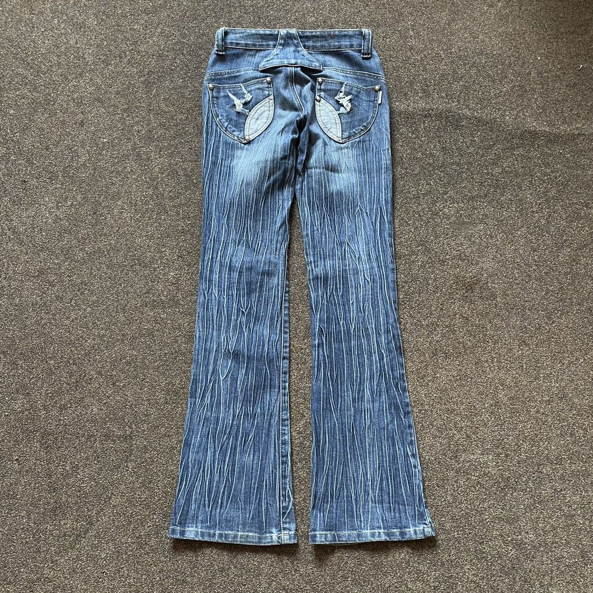 Vintage Vintage 90s Y2K Baggy Flared Jeans Skate Thrashed Logo 33 Size 33" - 4 Thumbnail
