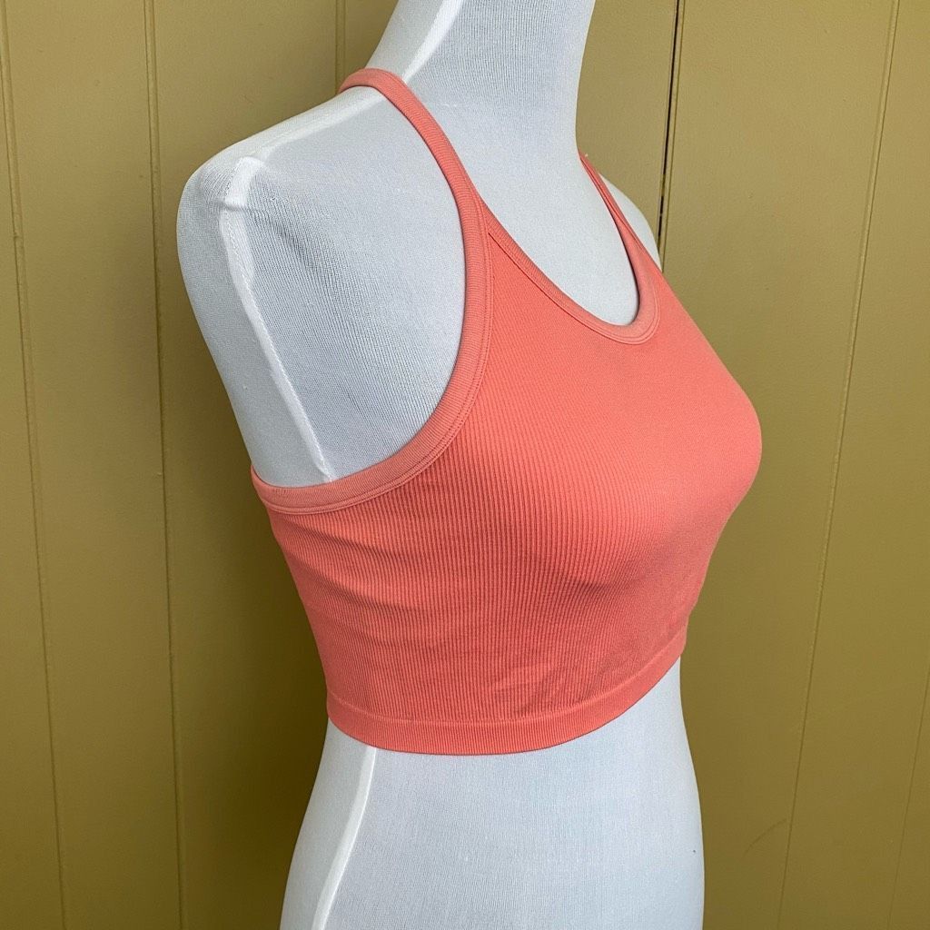 Other Women S ribbed racerback sports bra w/removable pads coral c Size S / US 4 / IT 40 - 3 Thumbnail