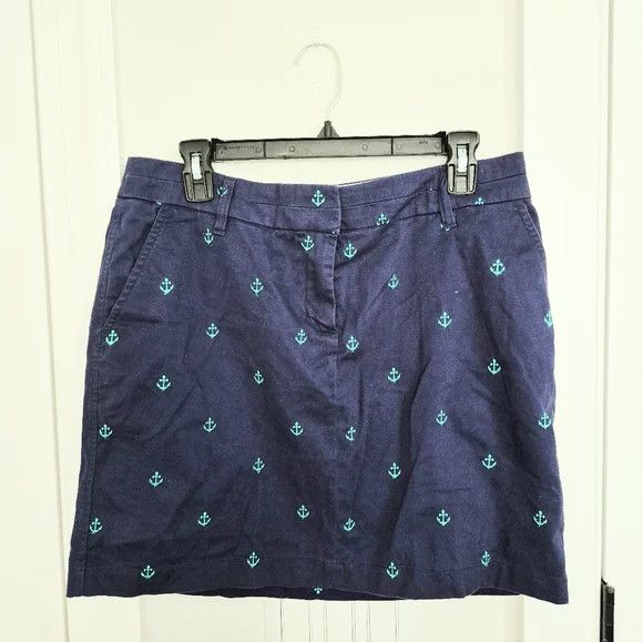 Vacation British Khaki Embroidered Anchor Skirt Nautical Summer Size 30" / US 8 / IT 44 - 8 Thumbnail