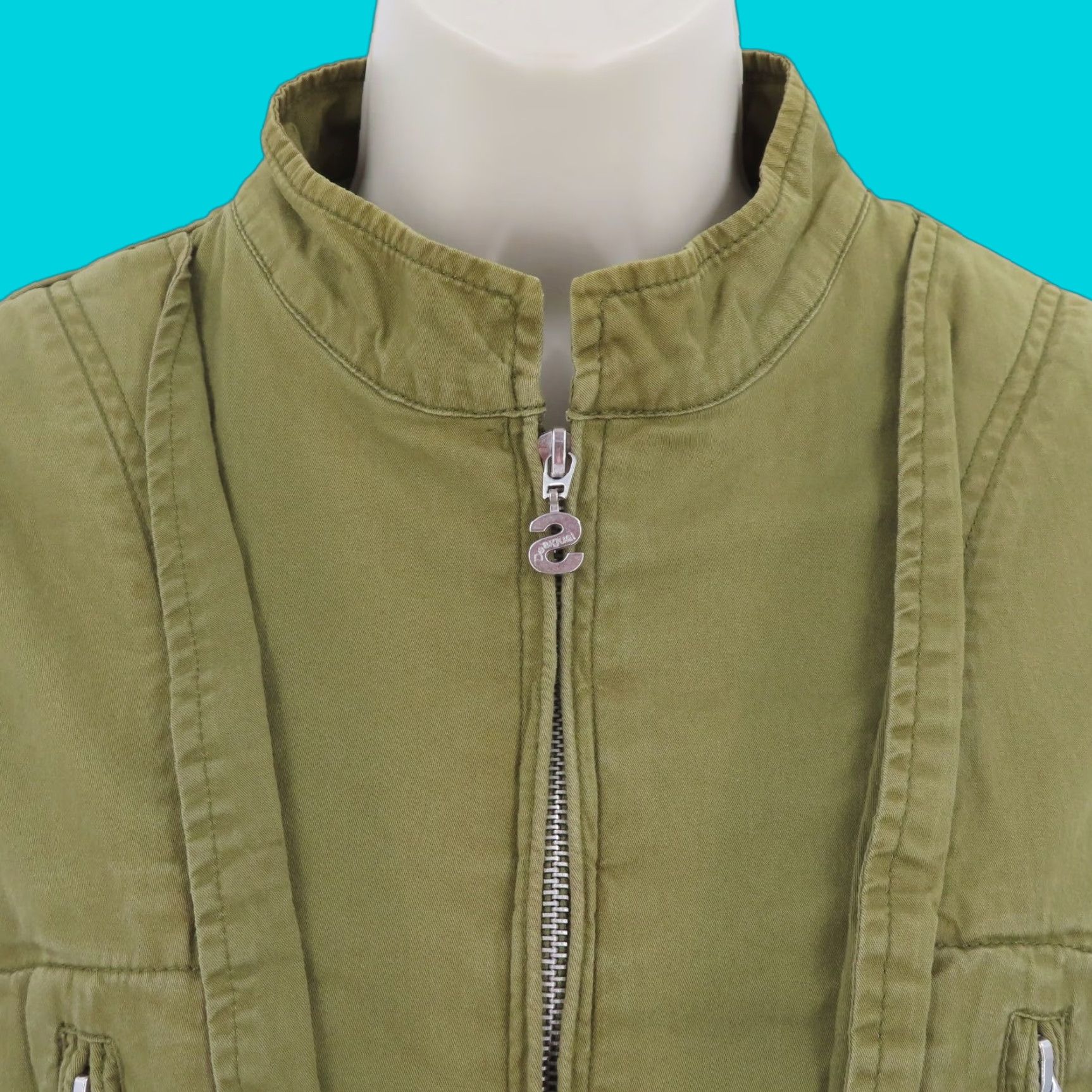 Desigual Desigual Jacket Womens 36 Green Embroidered Pockets Zip Coat Coat Size XS / US 0-2 / IT 36-38 - 1 Thumbnail