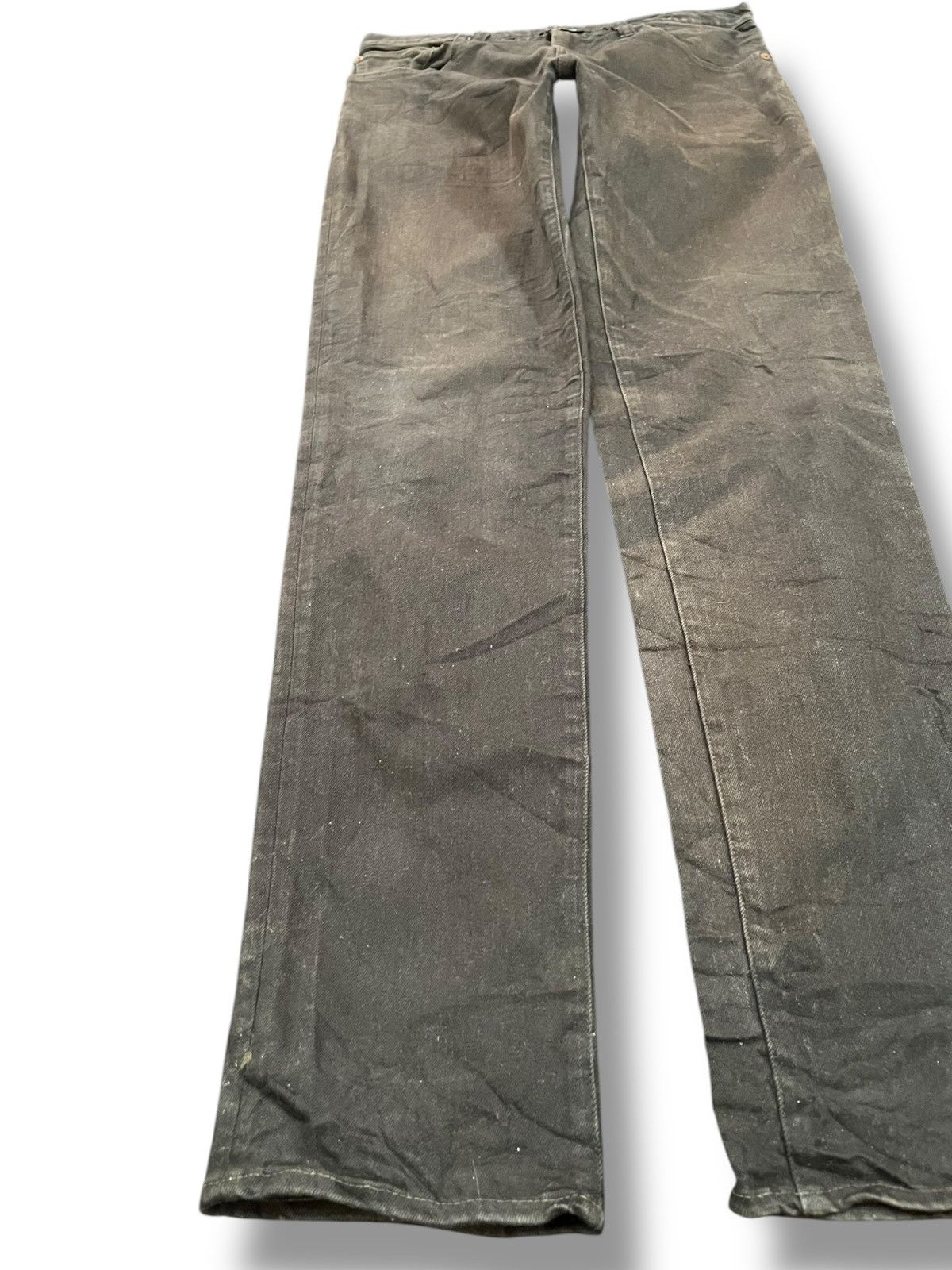 Johnbull × KMRii × KOJIMA GENES Vintage Johnbull Waxed Slim Fit Black Denim Size US 31 - 3 Thumbnail