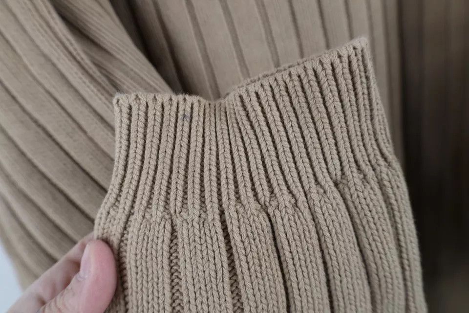 Vintage Vintage 90s Streetwear Ribbed Knit Crewneck Sweater Beige Size US XXL / EU 58 / 5 - 8 Thumbnail
