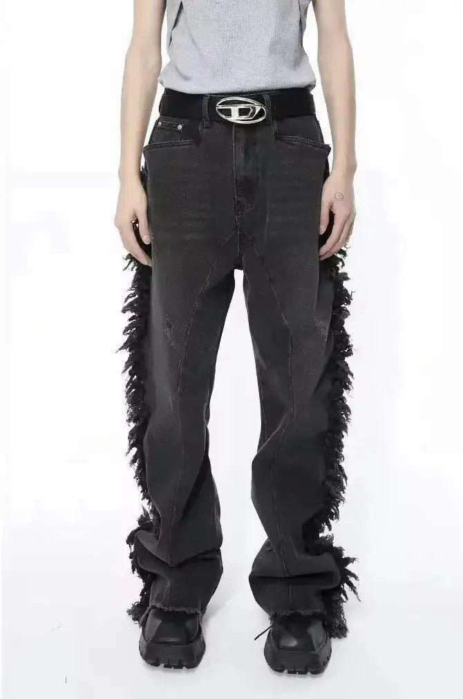 Design Streetwear Splicing Distressed Jeans Pants