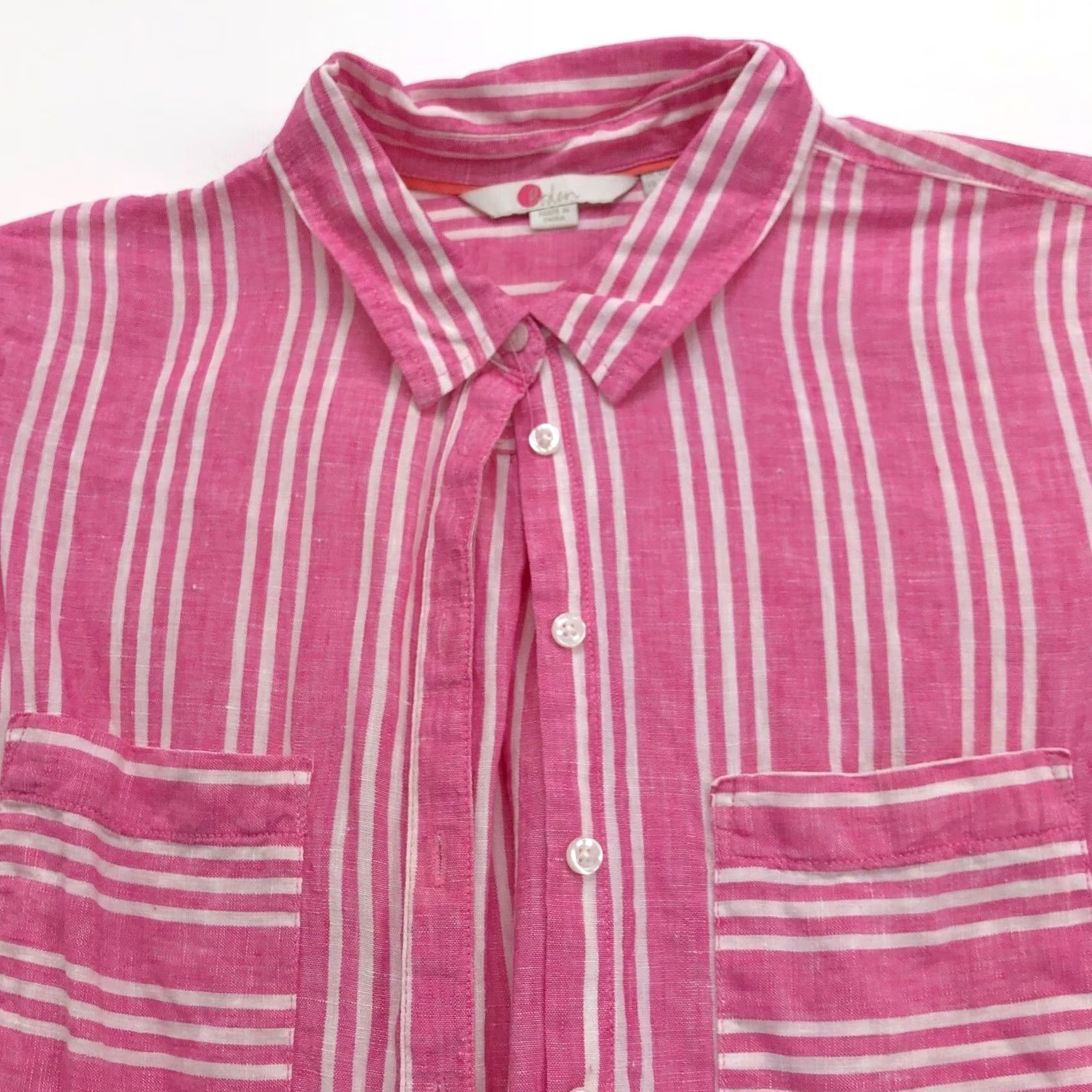 Boden Boden Pink 100% Linen Women's Button-Up Long Sleeve Striped Shirt Size 6, Regular, Collar, Casual, All Seasons, Machine Washable - Womens Size M / US 6-8 / IT 42-44 - 3 Thumbnail