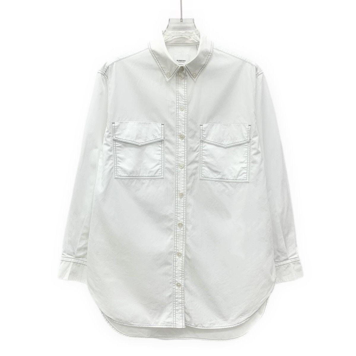 Burberry Burberry White Line Cotton Long Sleeve Shirt Size XXS / US 00 / IT 34 - 1 Thumbnail