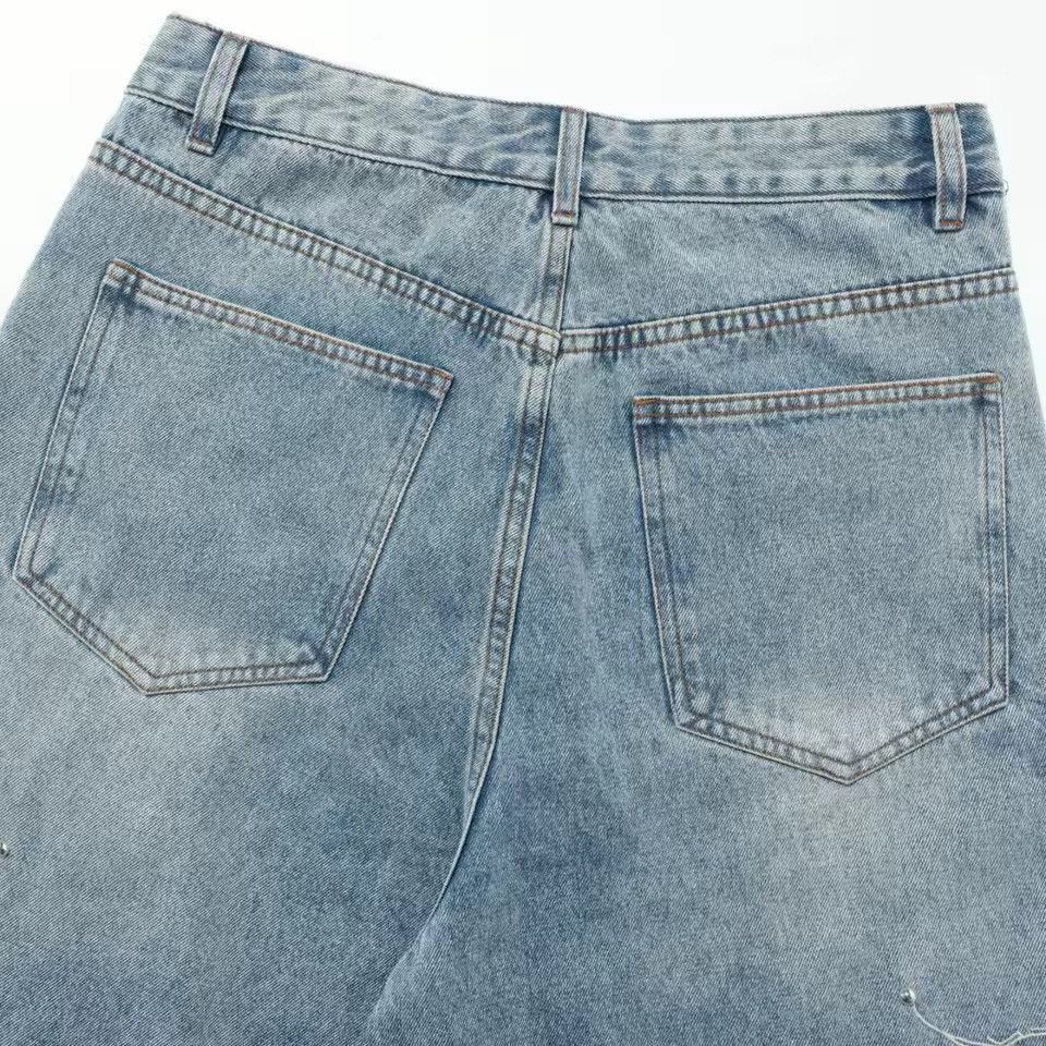 Jean Streetwear Baggy Washed Embroidery Hip Hop Jeans Size US 32 / EU 48 - 8 Thumbnail