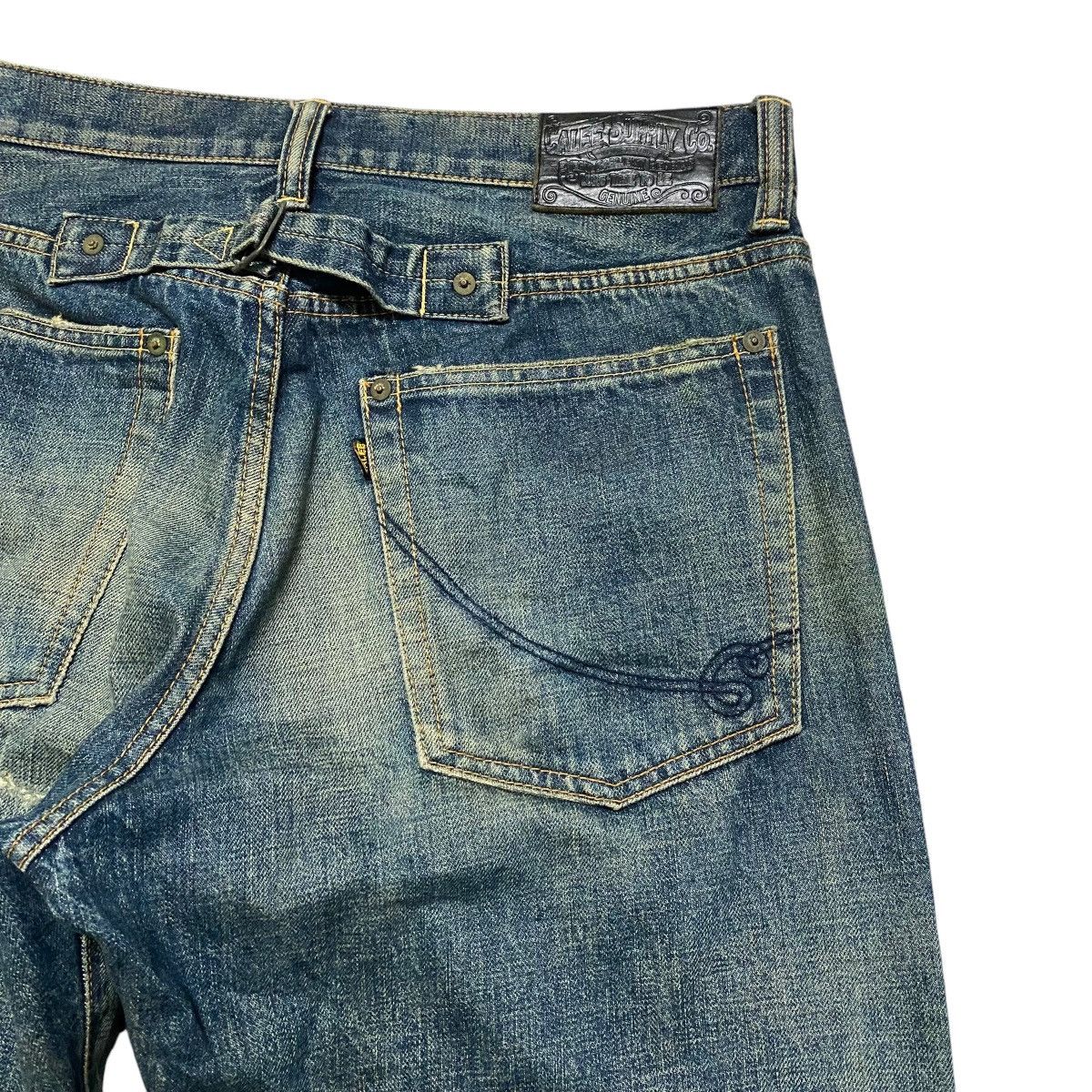 Freewheelers CALEE SUPPLY Denim Selvedge Jeans Dirty Blue Repaired Size US 32 / EU 48 - 11 Thumbnail