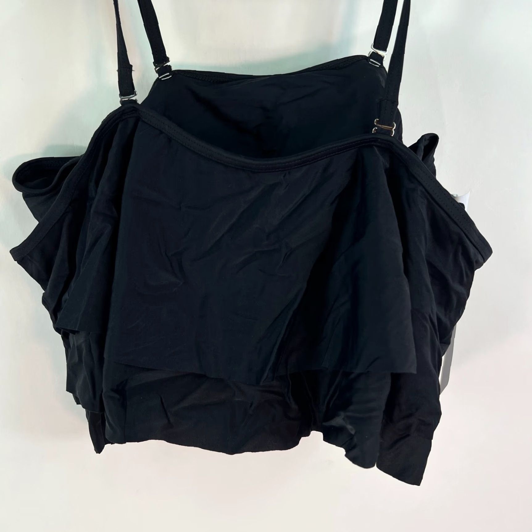 Vintage Tempt Me Tankini Set Womens Size L Black Gray Ruffled Swim Top & Shorts Size L / US 10 / IT 46 - 2 Thumbnail