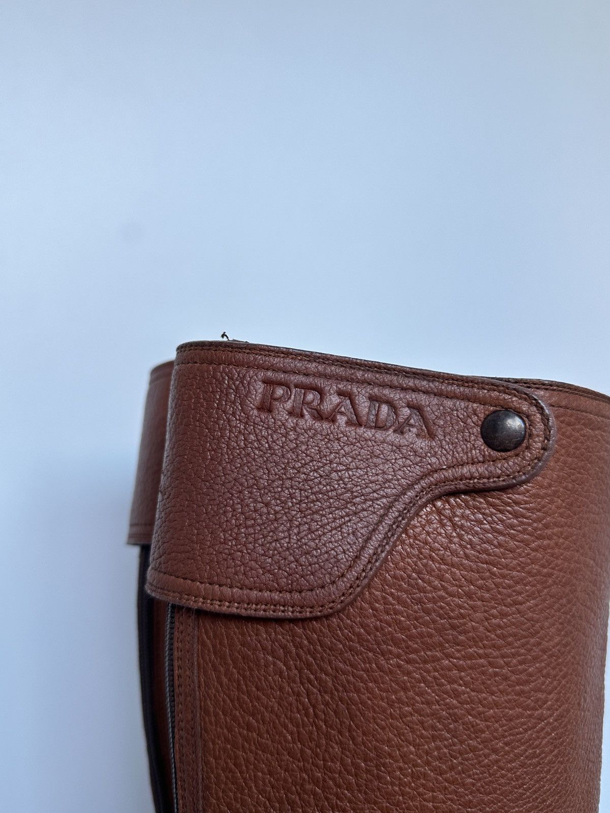 Prada Prada Brown Leather Knee High Riding Boots Designer Size US 6.5 / IT 36.5 - 8 Thumbnail