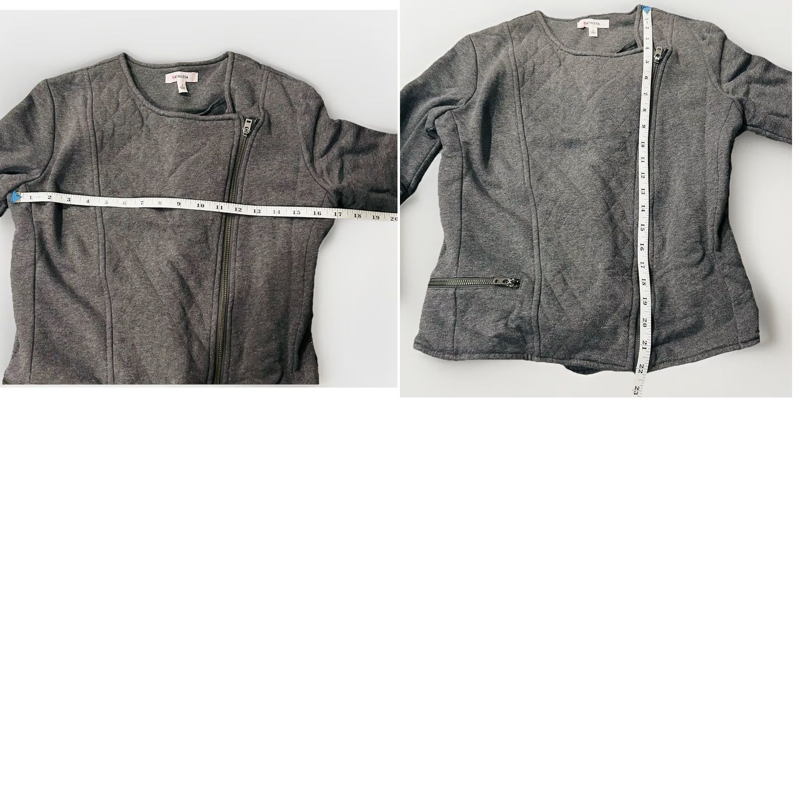 Athleta Athleta Belvedere Crop Moto Jacket Size Small Gray Quilted Asymmetrical Zip Jacket Womens Slim Size S / US 4 / IT 40 - 8 Thumbnail